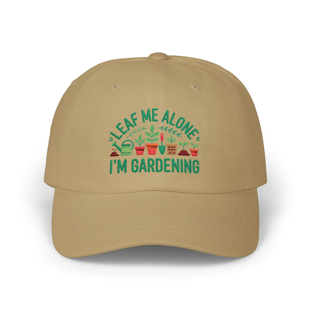 Gardening Dad Cap – "Leaf Me Alone I'm Gardening" Embroidered Hat