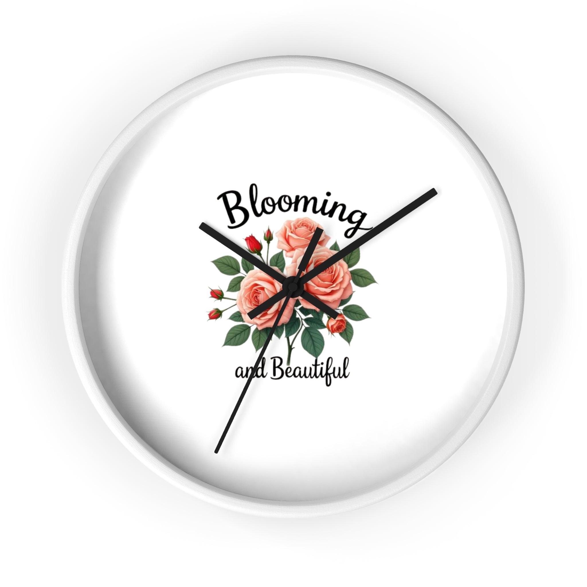 Blooming and Beautiful Wall Clock — Floral Rose Decorative Home Clock