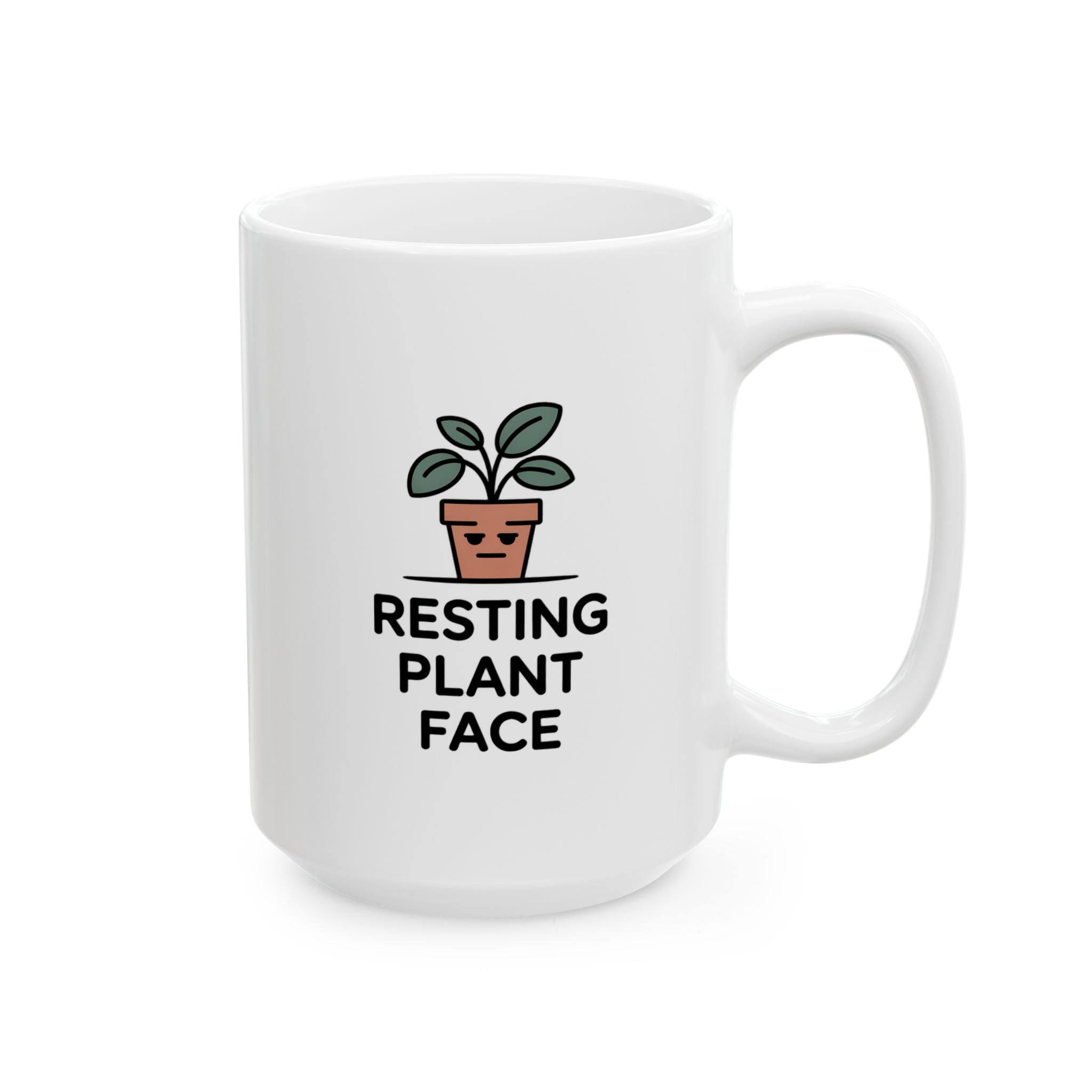 Ceramic Mug — Cute Design "Restin Plant Face"