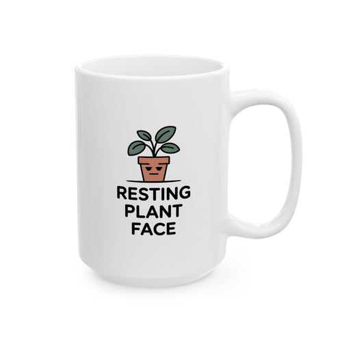 Ceramic Mug — Cute Design "Restin Plant Face"