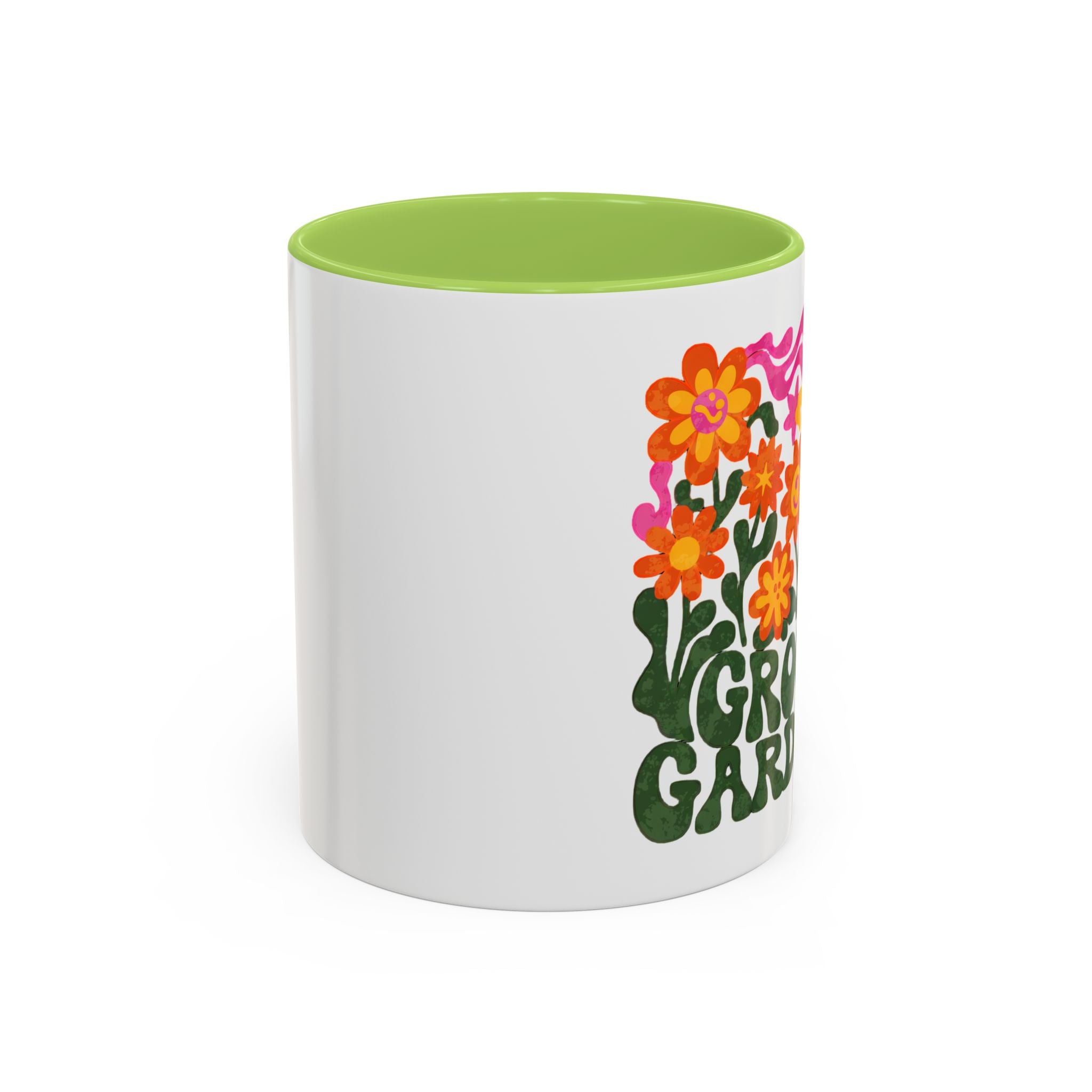 Groovy Gardener Accent Coffee Mug — Retro Floral Plant Lover Gift