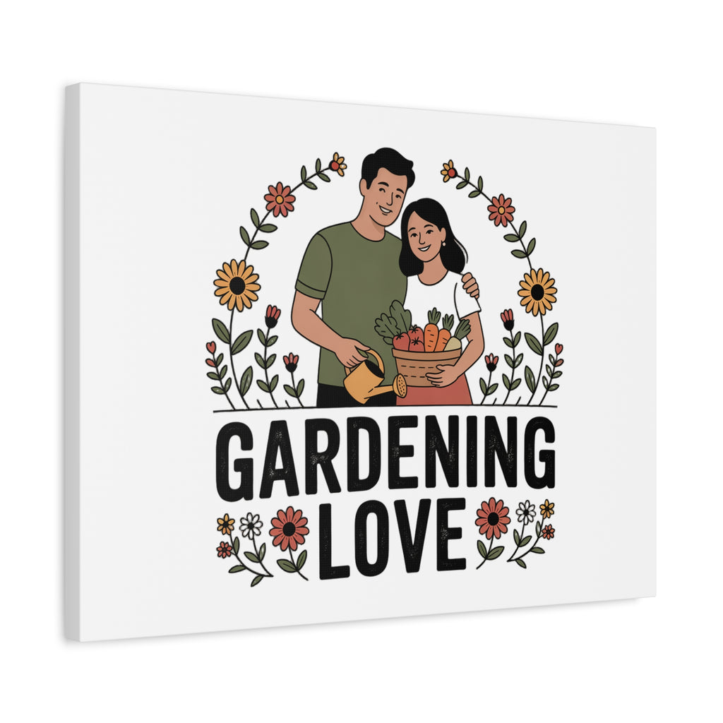 Gardening Love Canvas Print — Couple Gardening Wall Art