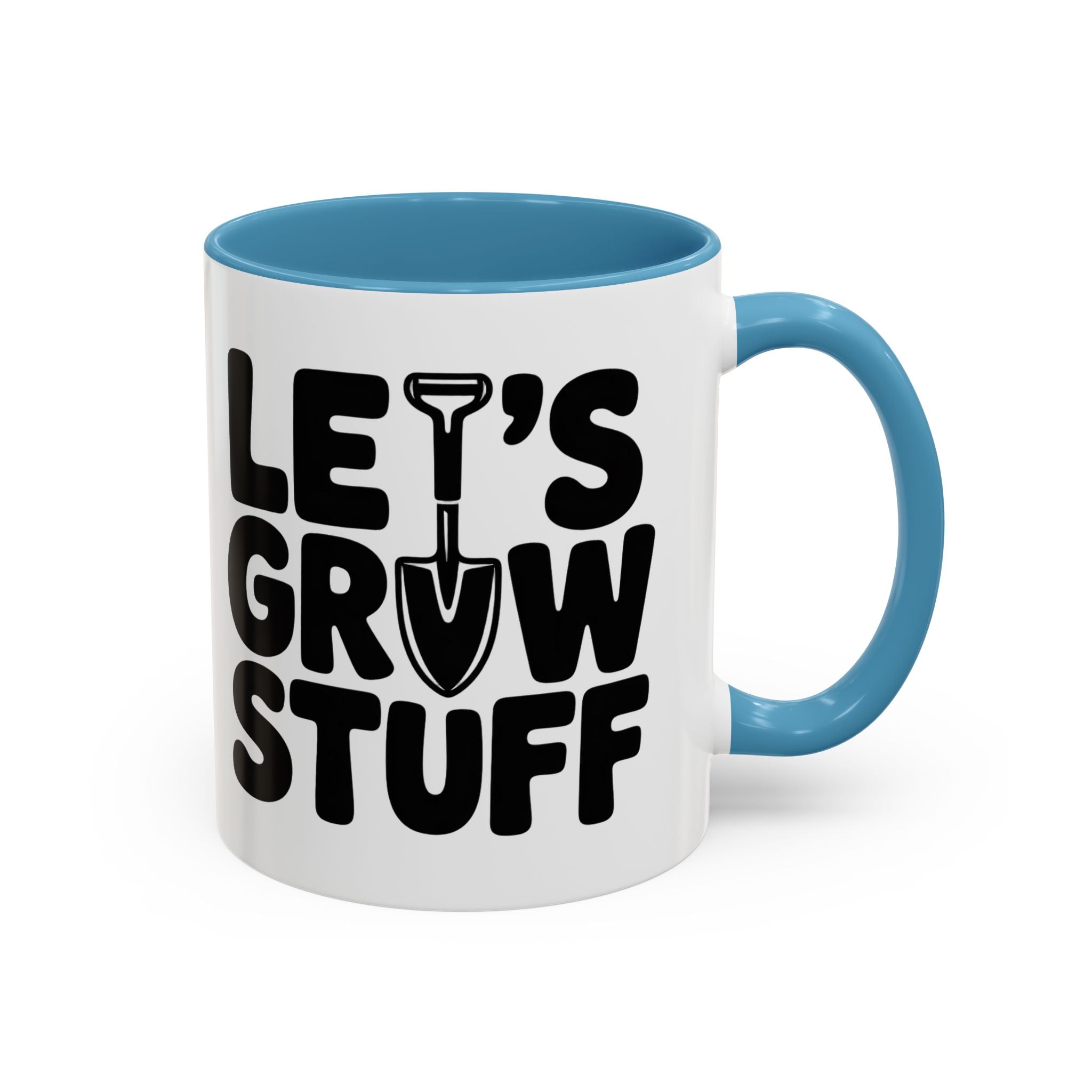 Let's Grow Stuff Coffee Mug — Gardening Mug with Shovel Graphic (11/15 oz)