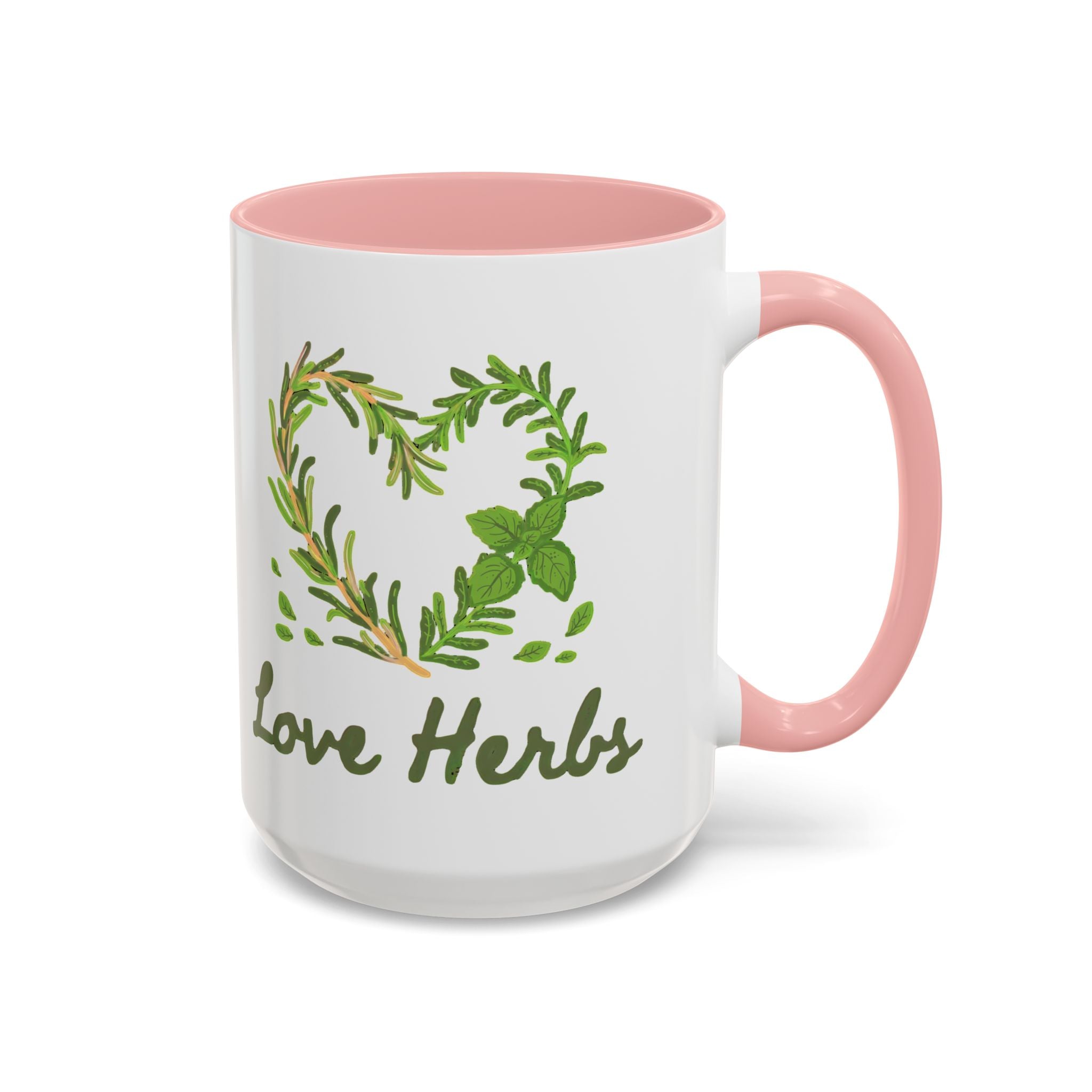 Herb Heart Accent Coffee Mug – “Love Herbs” Botanical Tea & Coffee Cup