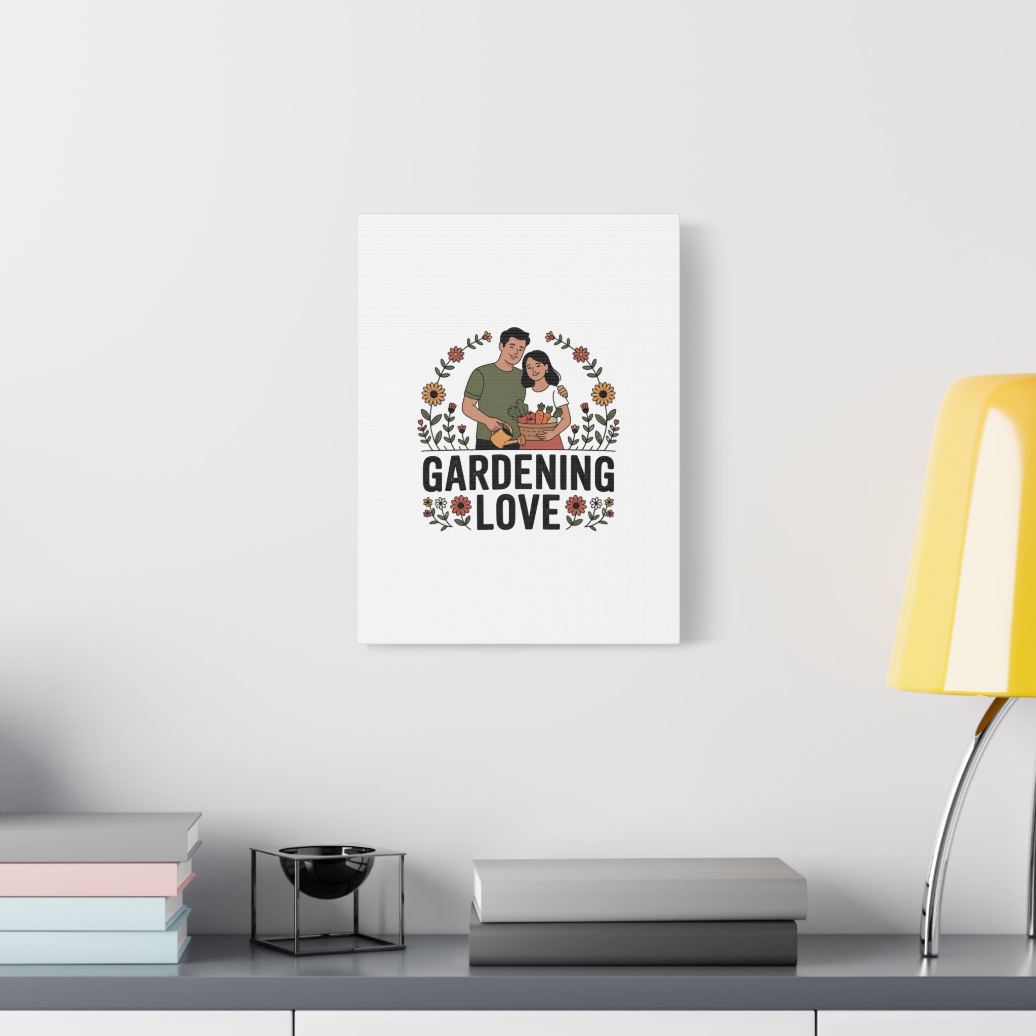 Gardening Love Canvas Print — Couple Gardening Wall Art