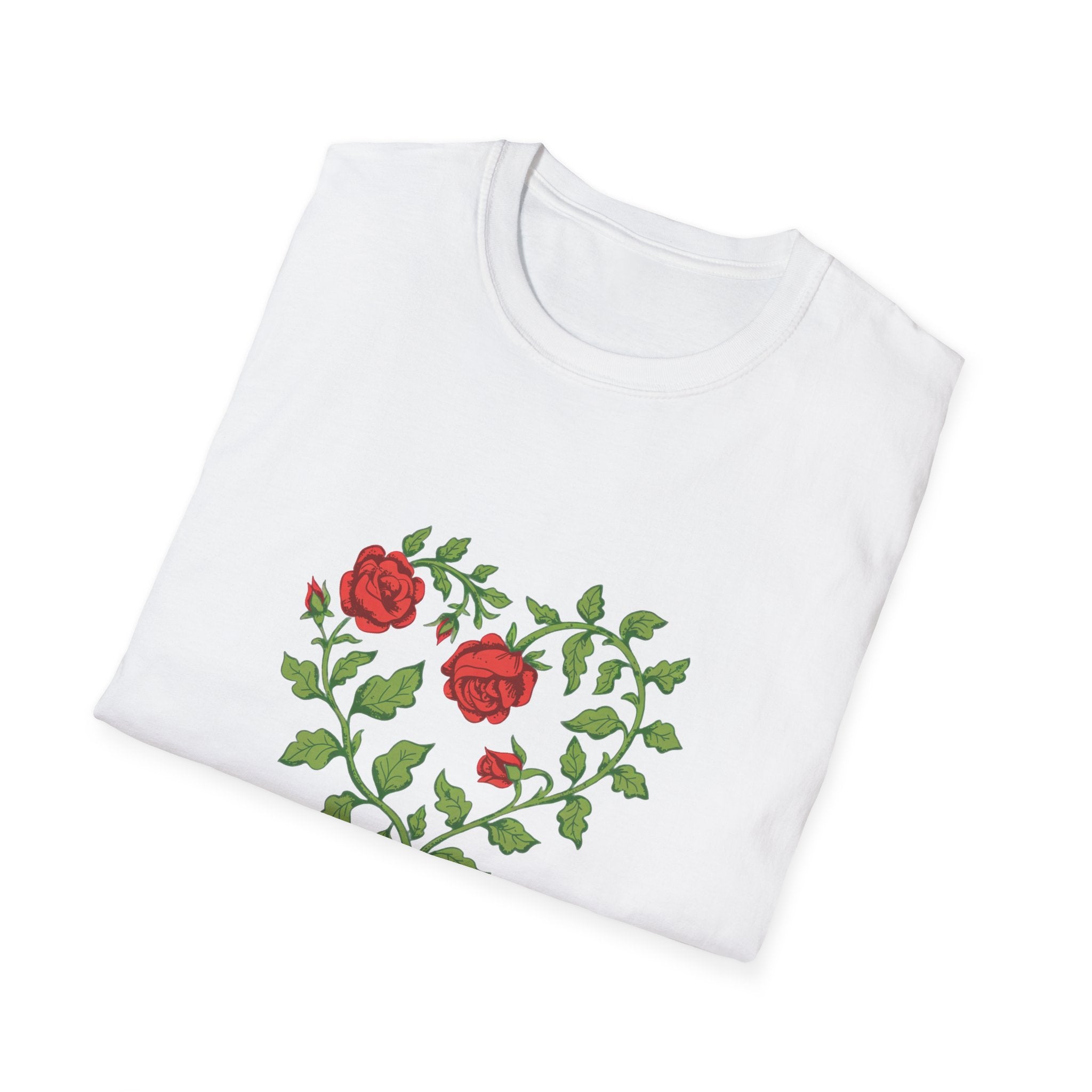 Sexy Gardener Rose Heart T-Shirt — Floral Gardening Tee for Plant Lovers