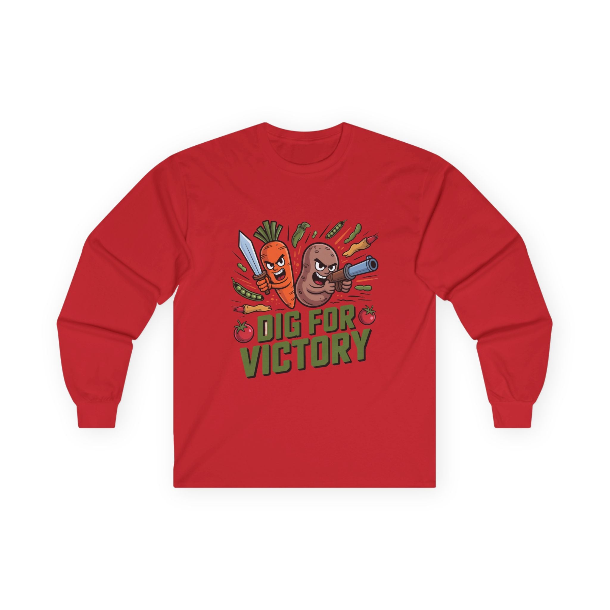 Dig for Victory Long Sleeve Tee — Vintage Veggie Garden Graphic