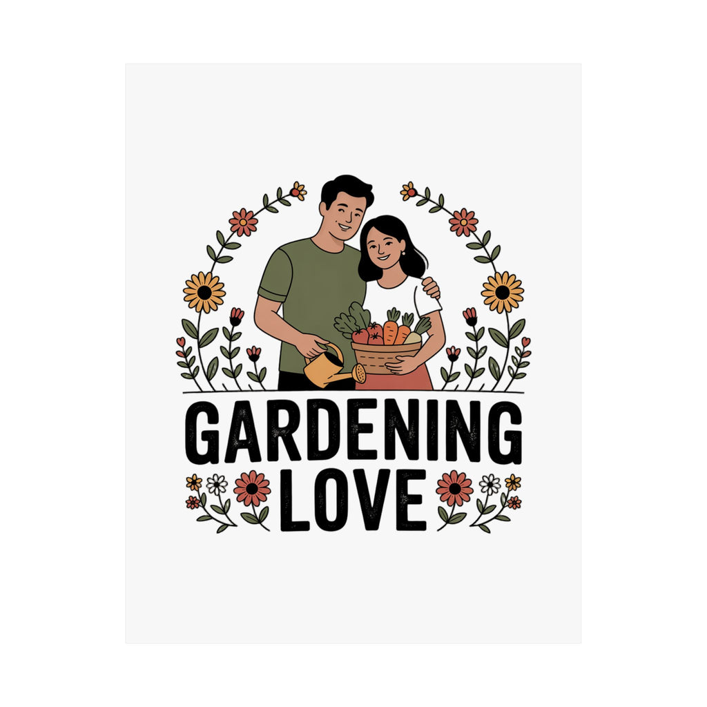 Gardening Love Poster — Couple Gardening Wall Art, Floral Botanical Print