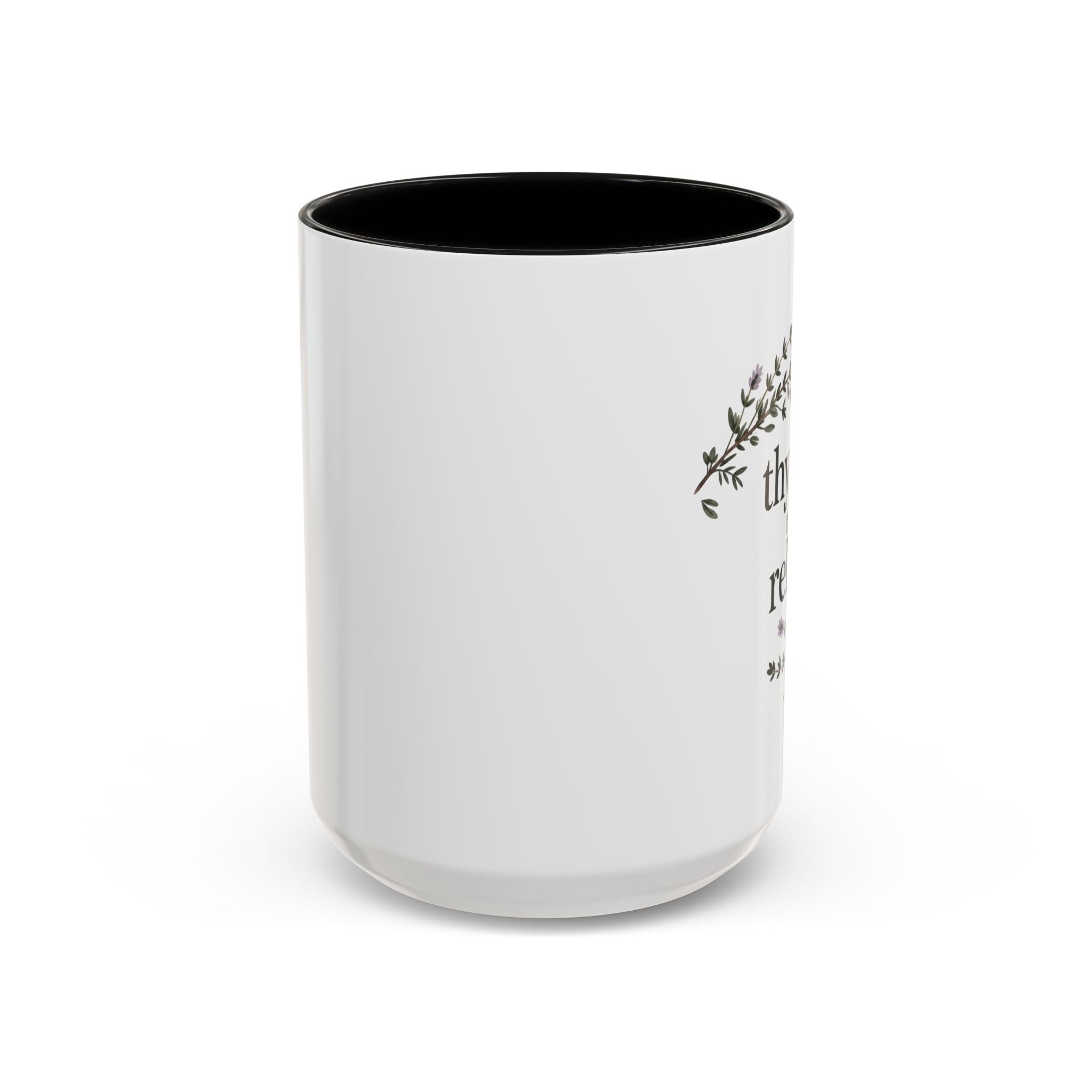 Thyme to Relax Accent Coffee Mug — Herbal Tea & Coffee Cup, Floral Kitchen Gift