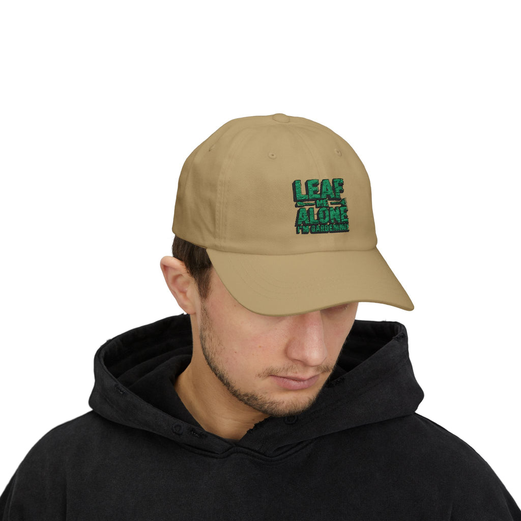 Dad Cap – "Leaf Me Alone" Gardening Hat (Funny Plant Lover Embroidered Cap)