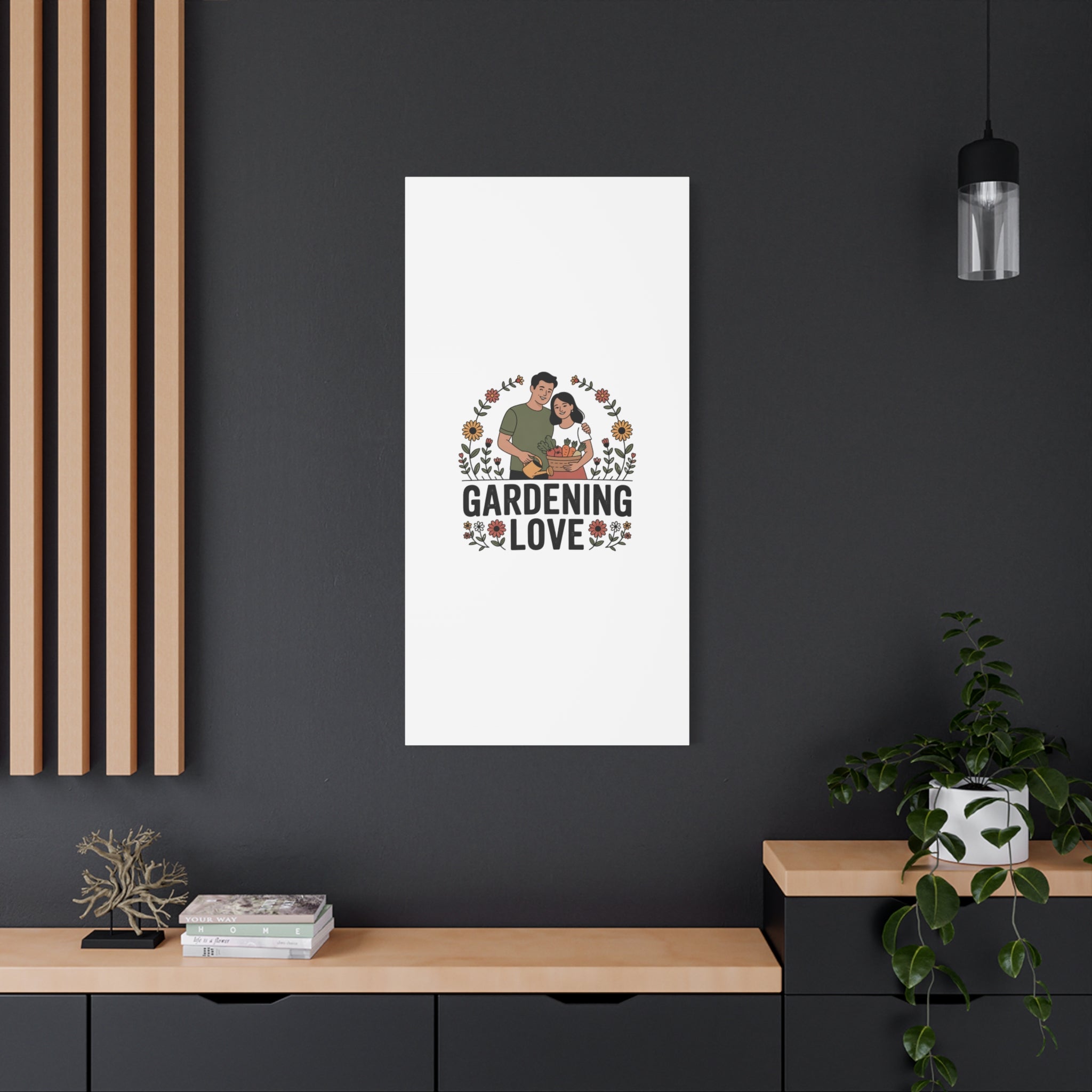 Gardening Love Canvas Print — Couple Gardening Wall Art