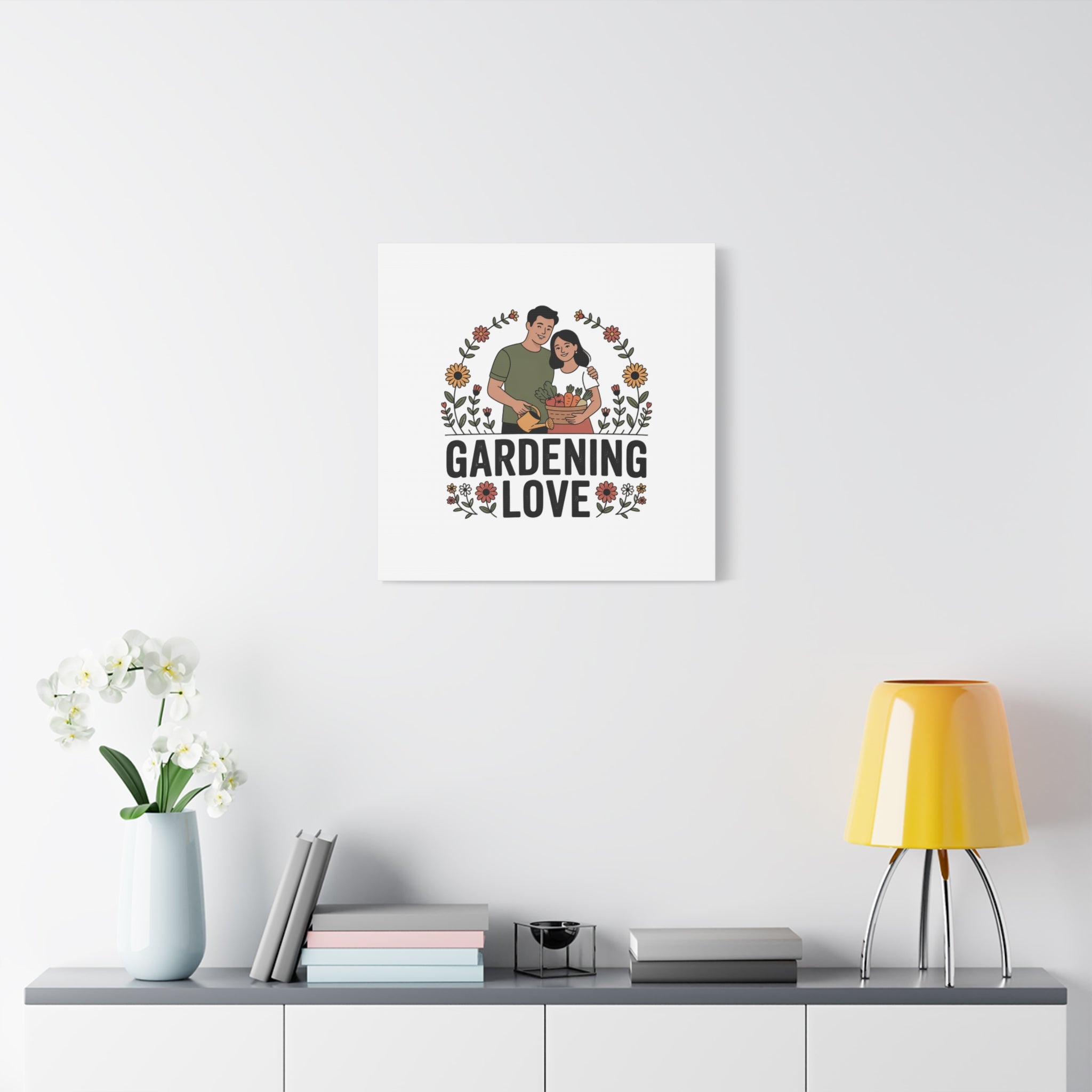 Gardening Love Canvas Print — Couple Gardening Wall Art