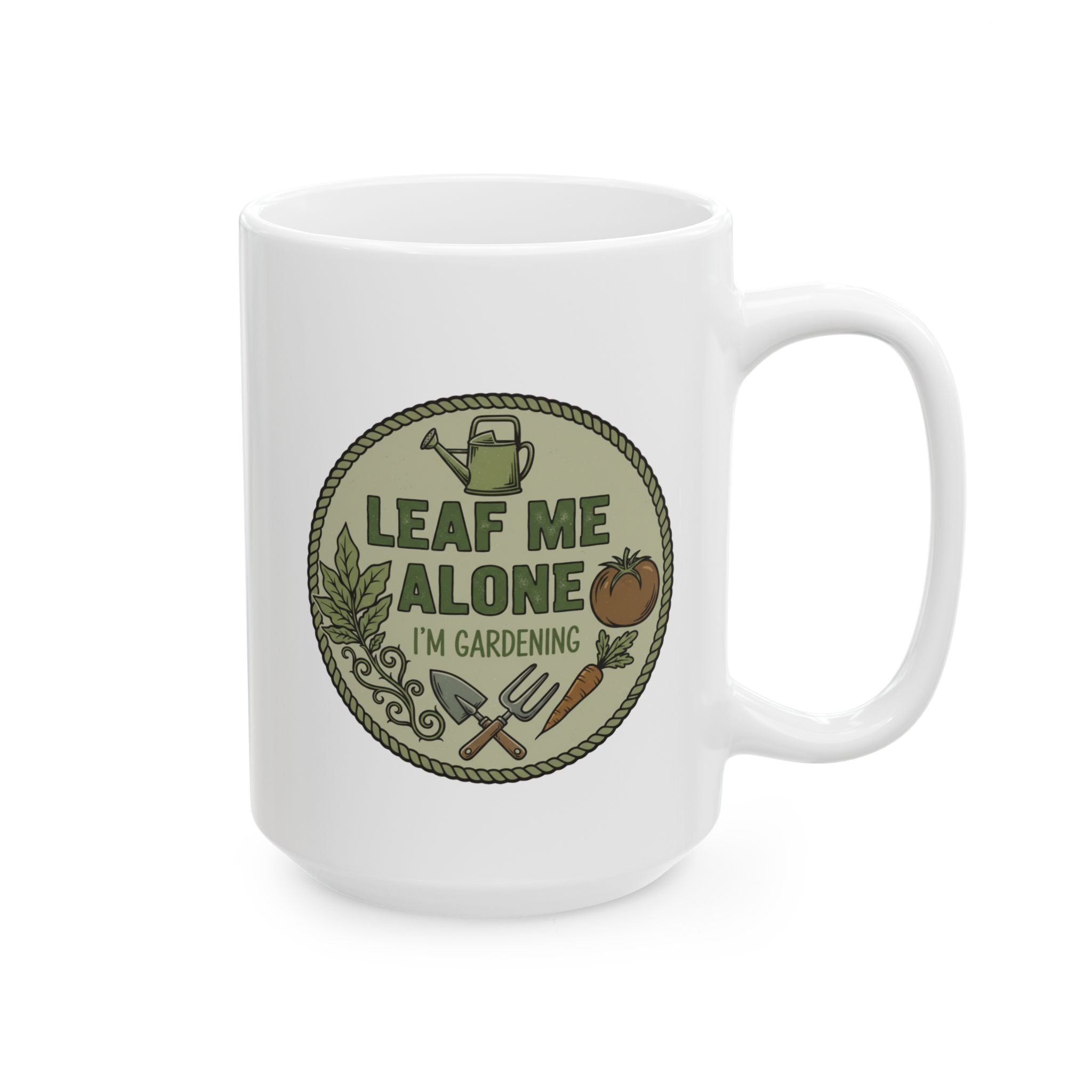 Leaf Me Alone I'm Gardening Ceramic Mug – Vintage Garden Lover Coffee Cup (11oz, 15oz)