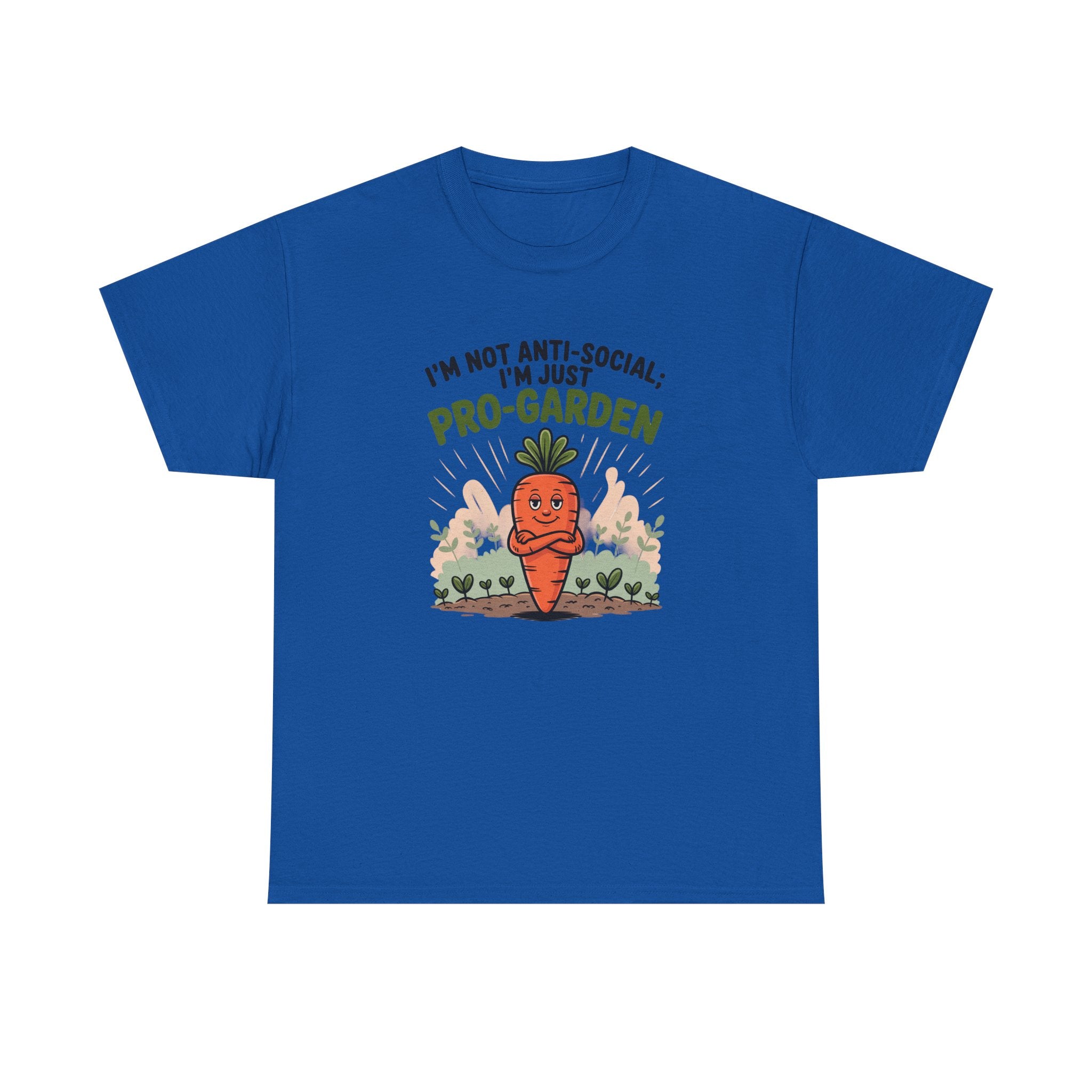 Garden Lover T‑Shirt — "I’m Not Anti-Social, I’m Just Pro-Garden" Cute Carrot Tee