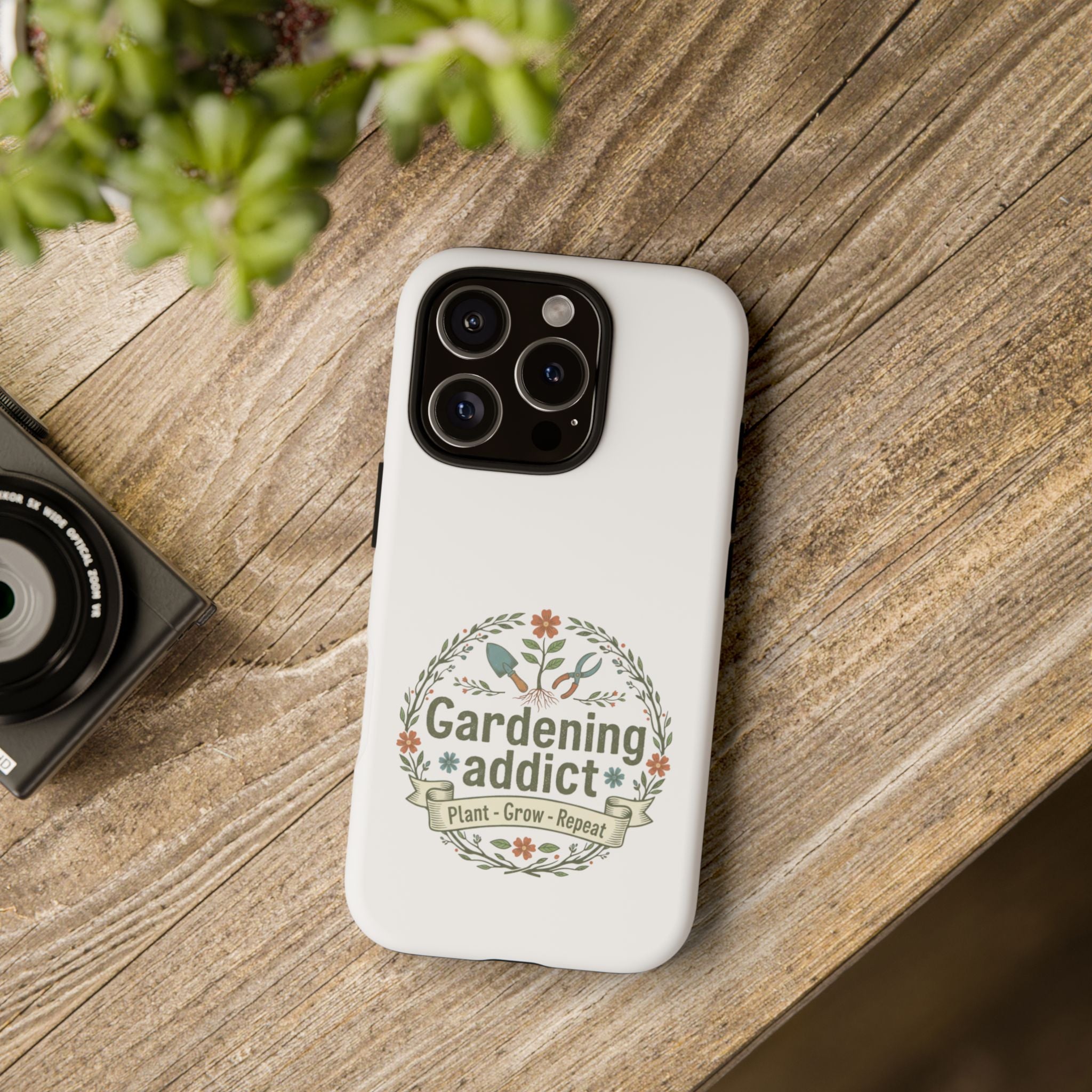 Phone Case — Gardening Addict "Plant • Grow • Repeat" Floral Garden Phone Cover