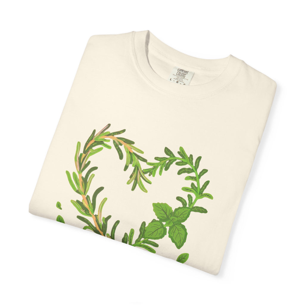 Herb Heart T-Shirt — "Love Herbs" Botanical Garden Tee for Plant Lovers