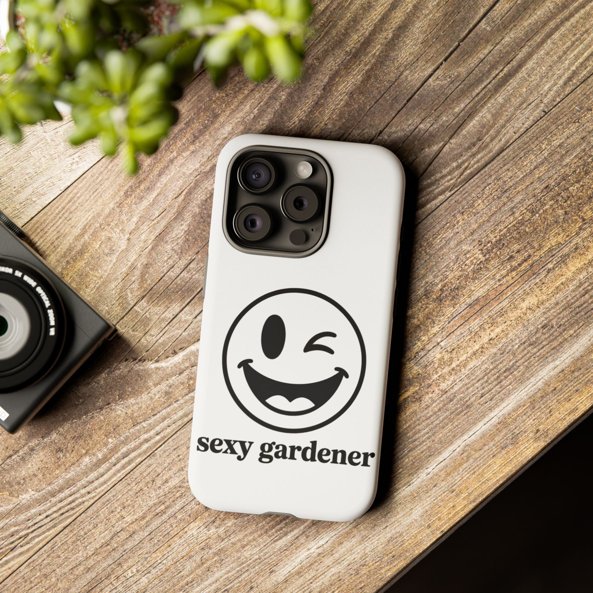 Phone Case — Winking Smiley “sexy gardener” Graphic