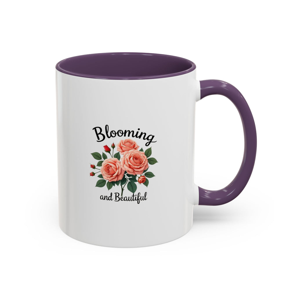 Blooming and Beautiful Accent Coffee Mug - Floral Rose Gift for Mom