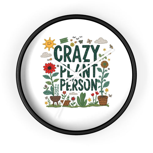 Crazy Plant Person Wall Clock — Botanical Decor Clock for Plant Lovers