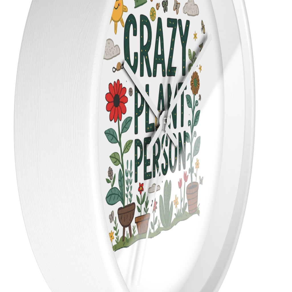 Crazy Plant Person Wall Clock — Botanical Decor Clock for Plant Lovers