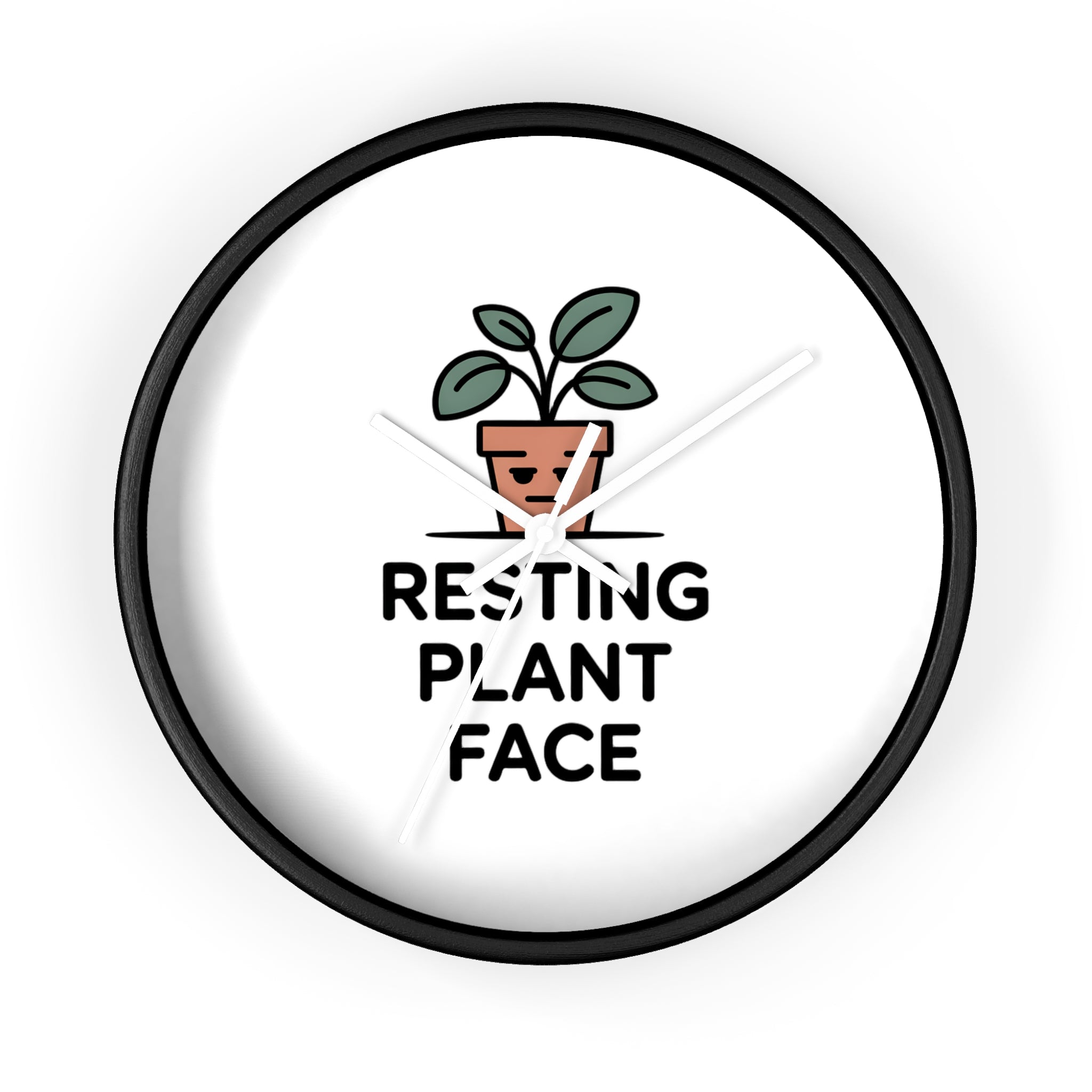 Resting Plant Face Wall Clock — Cute Plant Pot Decorative Clock for Plant Lovers
