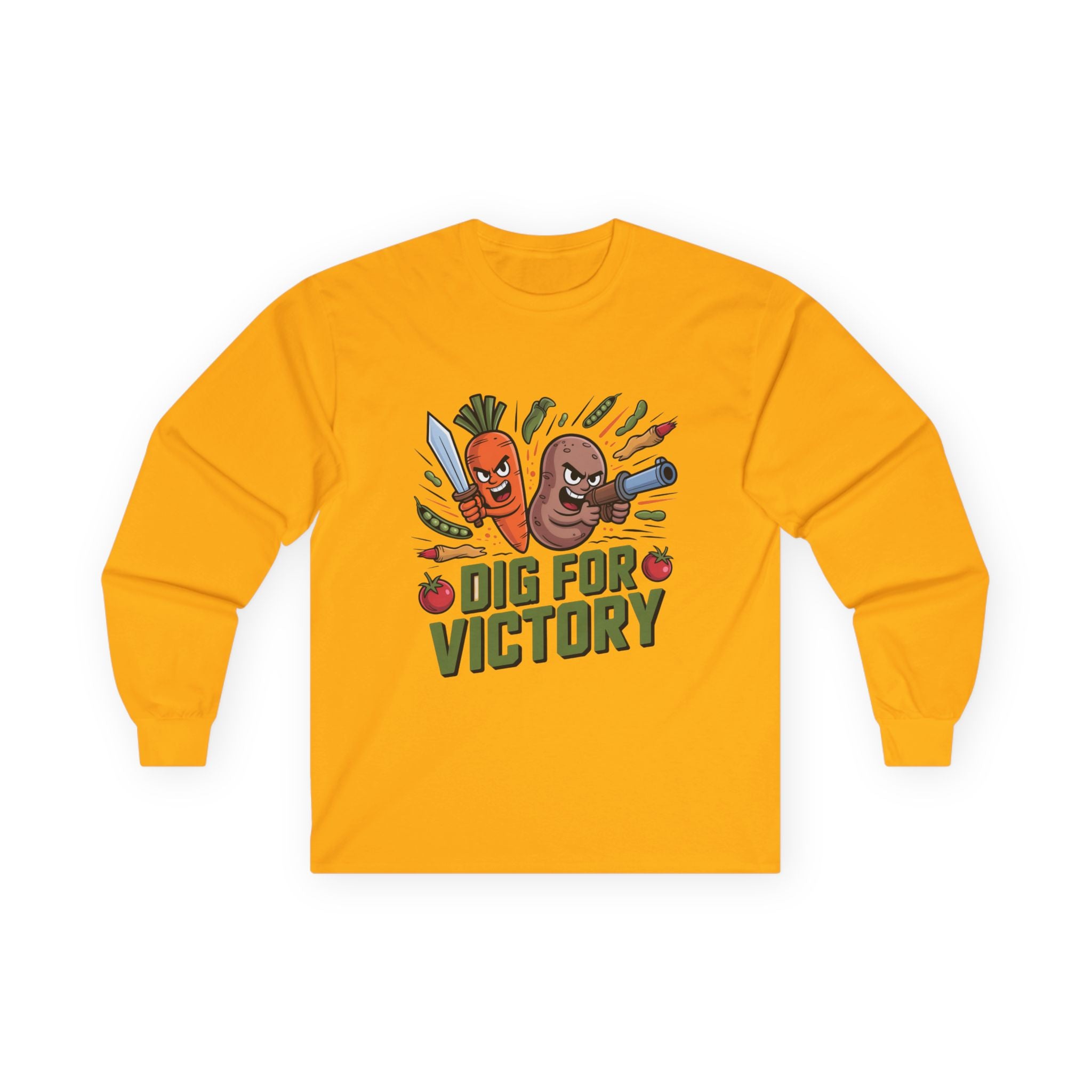Dig for Victory Long Sleeve Tee — Vintage Veggie Garden Graphic