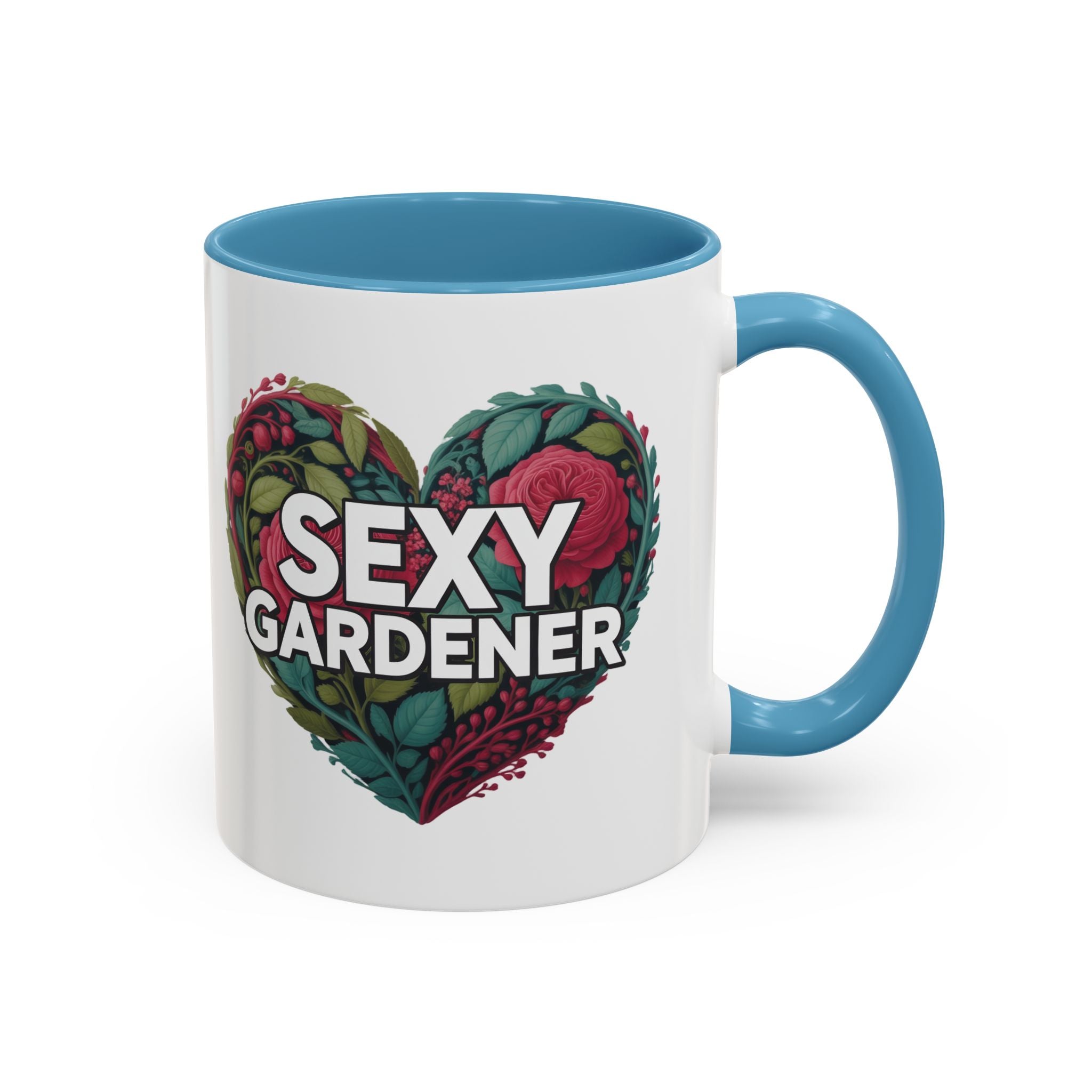 Sexy Gardener Accent Coffee Mug – Floral Heart Gardening Gift (11/15oz)