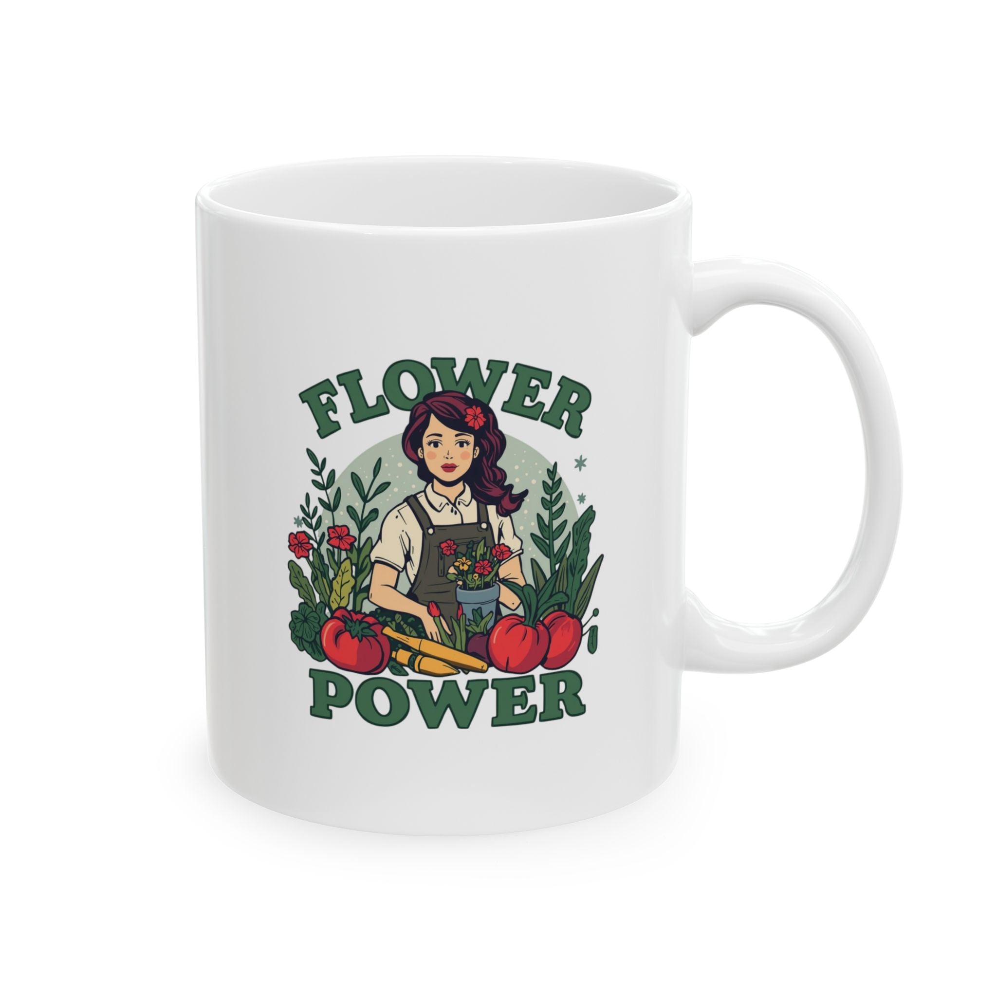 Flower Power Retro Ceramic Mug — Gardening Gift (11oz & 15oz)