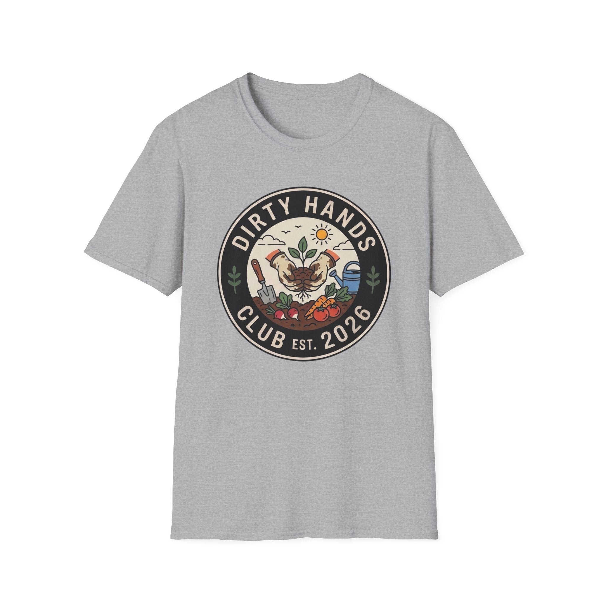 Dirty Hands Club T-Shirt — Gardening Patch Tee (Est. 2026)