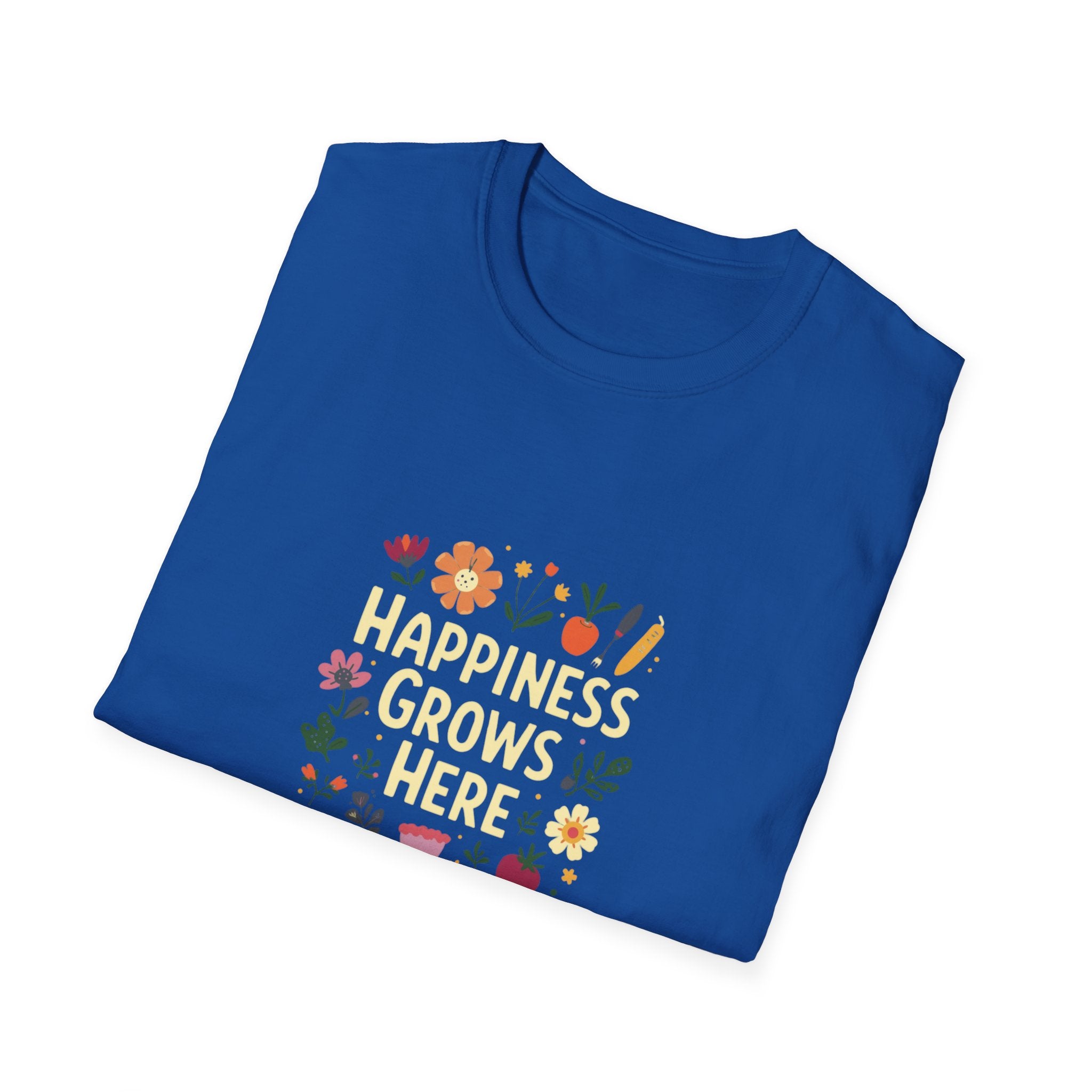 Happiness Grows Here T-Shirt — Floral Gardening Graphic Tee