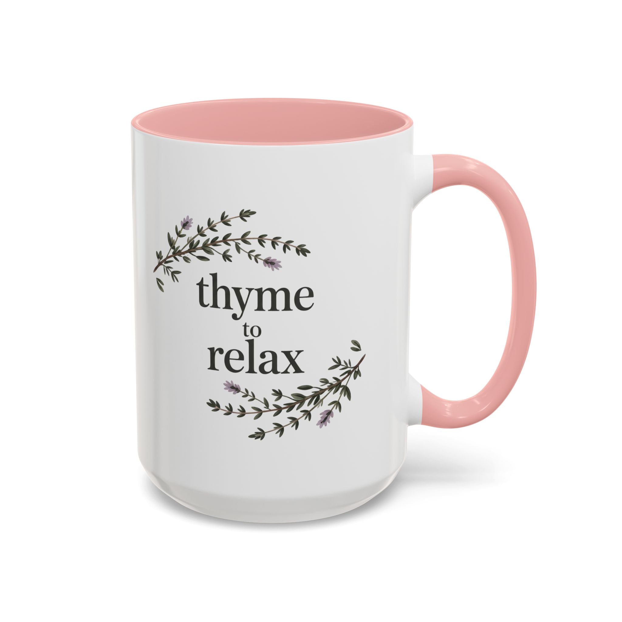 Thyme to Relax Accent Coffee Mug — Herbal Tea & Coffee Cup, Floral Kitchen Gift