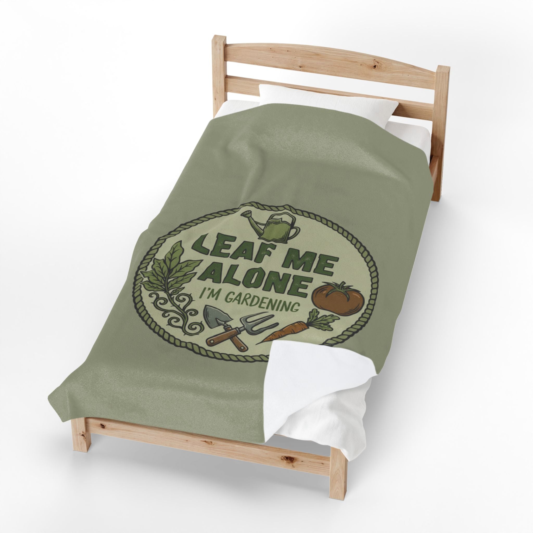 Gardening Throw Blanket — "Leaf Me Alone I'm Gardening" Velveteen Plush