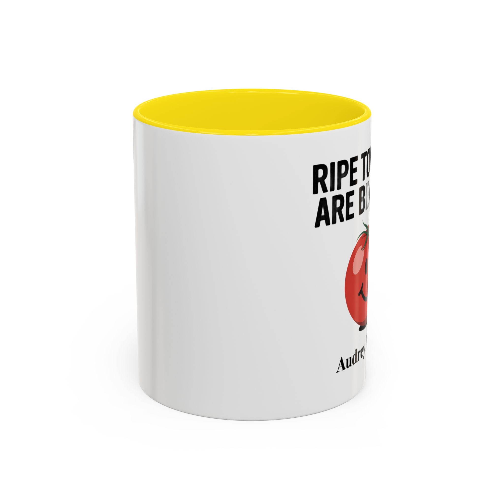 Accent Coffee Mug — "Ripe Tomatoes Are Beautiful" Audrey Hepburn Quote Mug