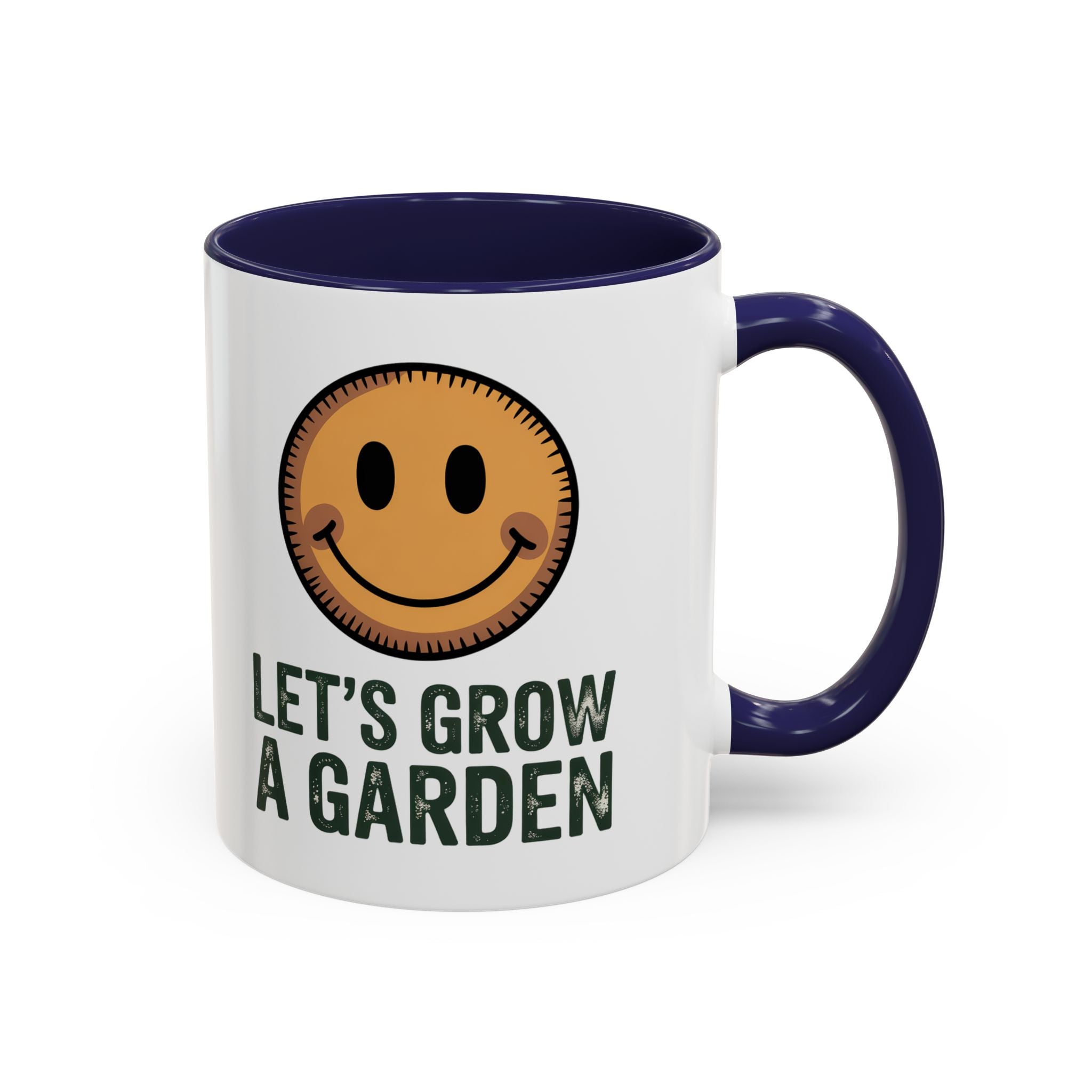 Let’s Grow a Garden Accent Coffee Mug — Smiley Seed Patch Design (11/15oz)