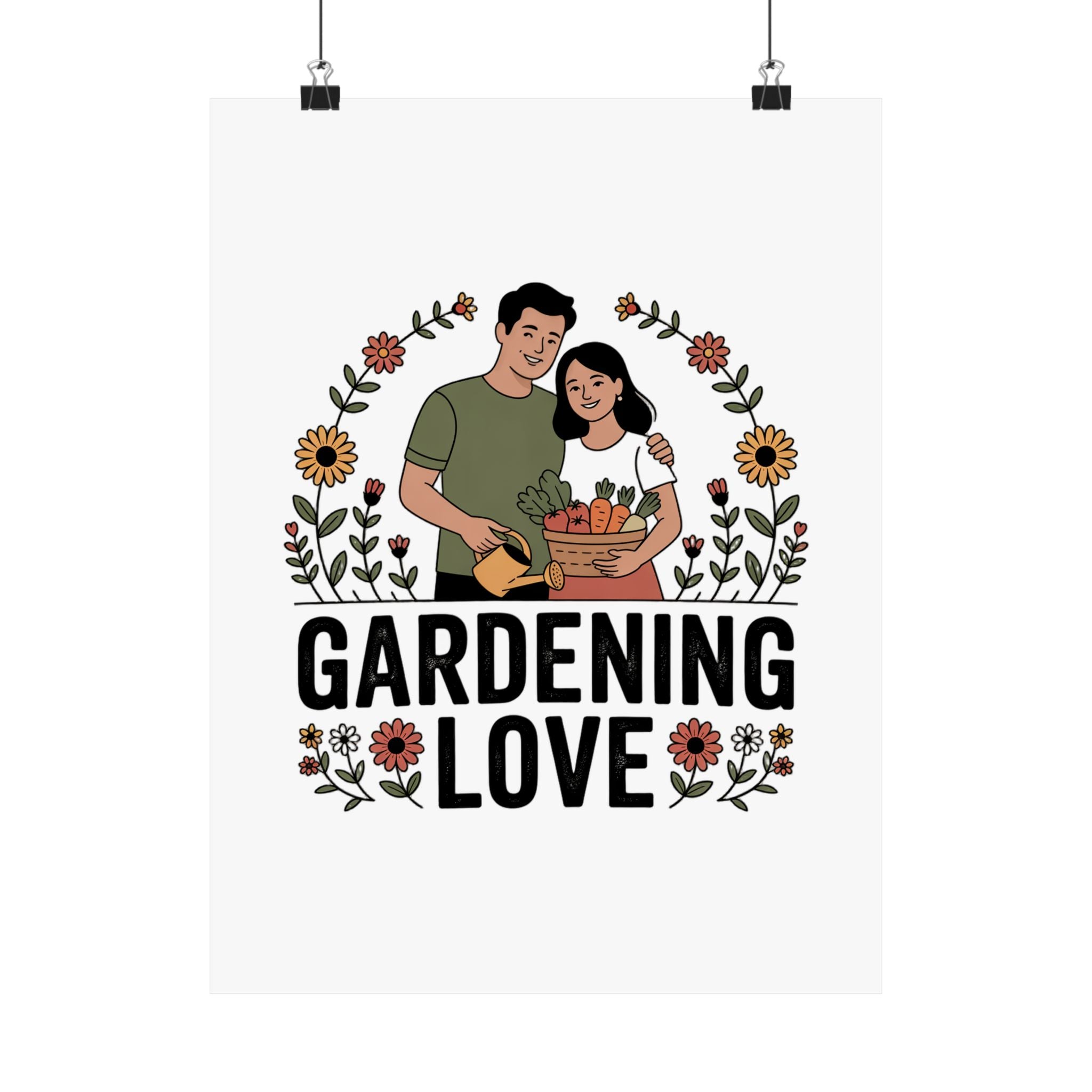 Gardening Love Poster — Couple Gardening Wall Art, Floral Botanical Print