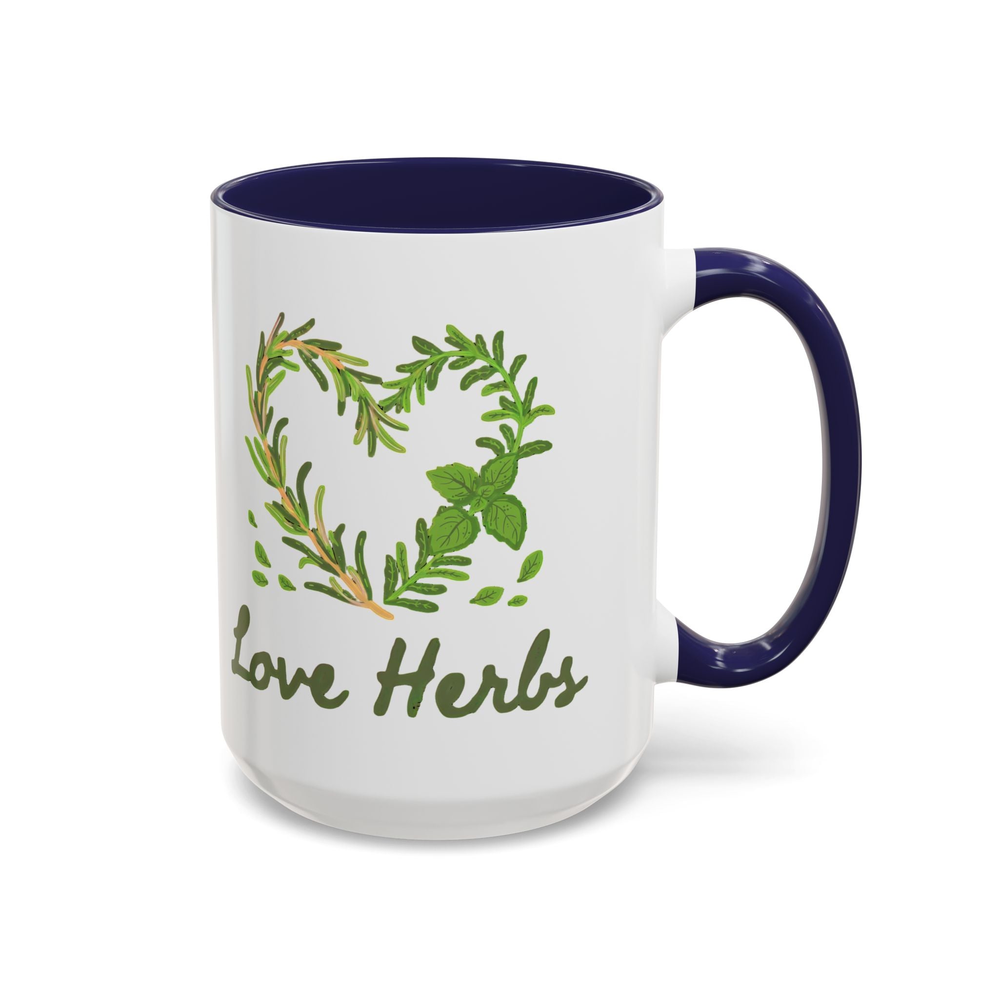 Herb Heart Accent Coffee Mug – “Love Herbs” Botanical Tea & Coffee Cup