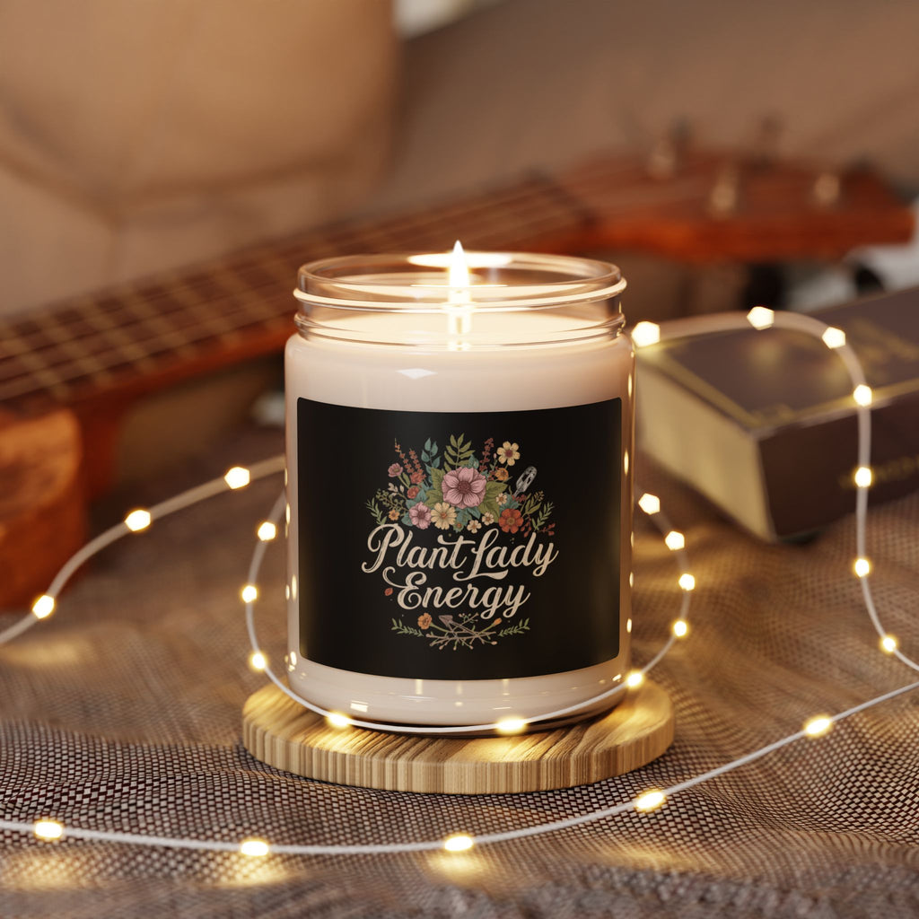 Plant Lady Energy Soy Candle — 9oz Scented Jar with Floral Design