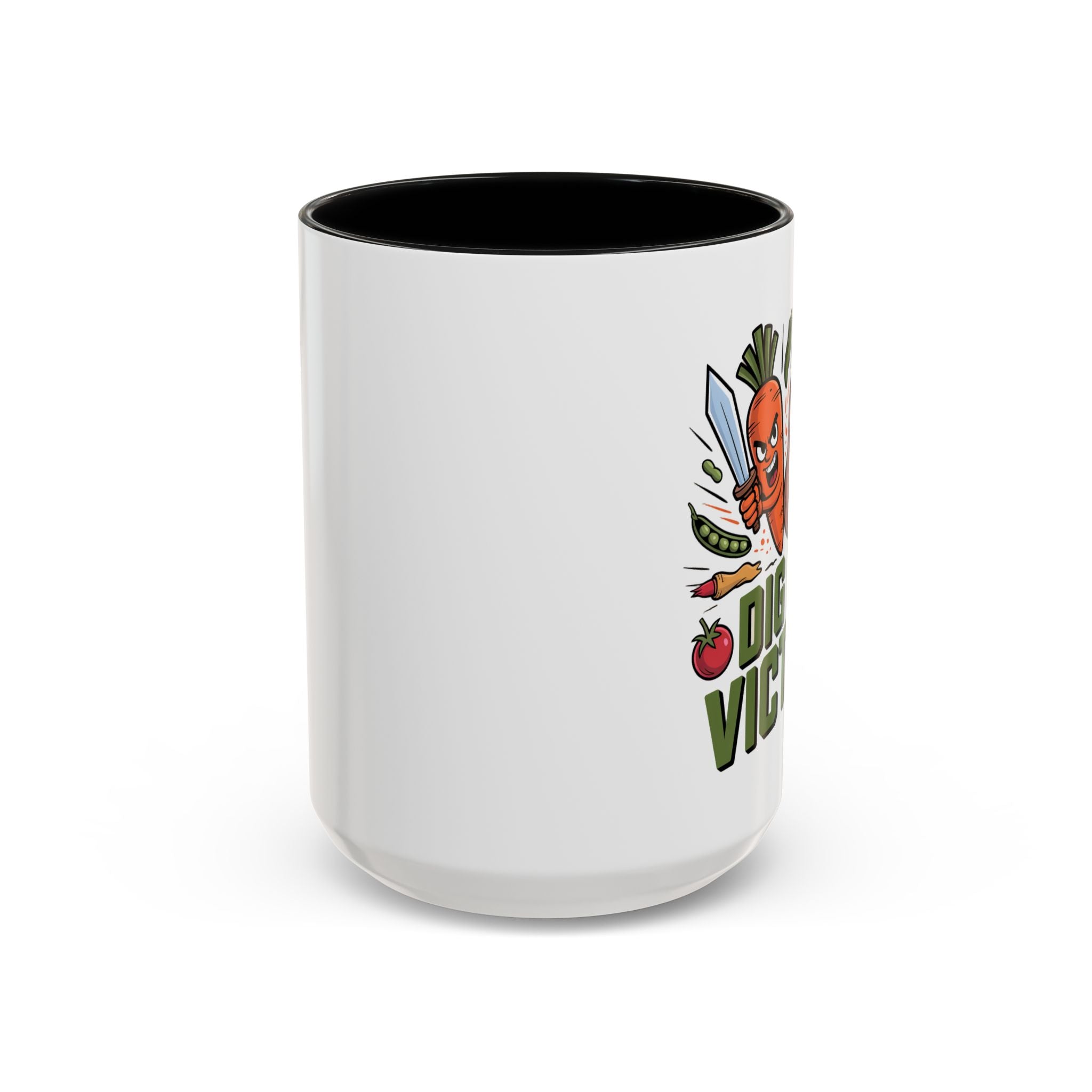 Dig For Victory Coffee Mug — Garden Veggie Cartoon Accent Mug (11/15oz)