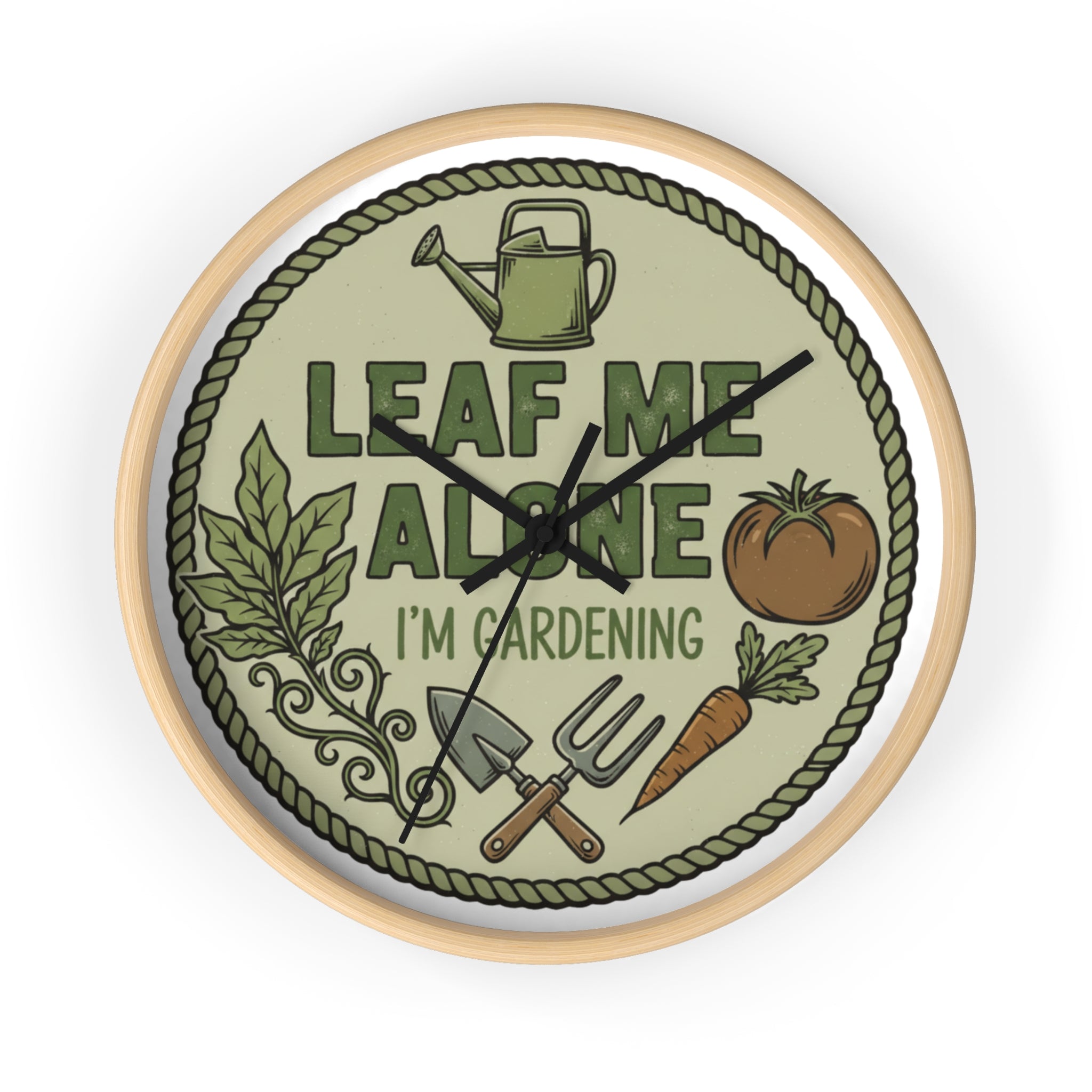 Leaf Me Alone I’m Gardening Wall Clock — Funny Gardener Decorative Clock