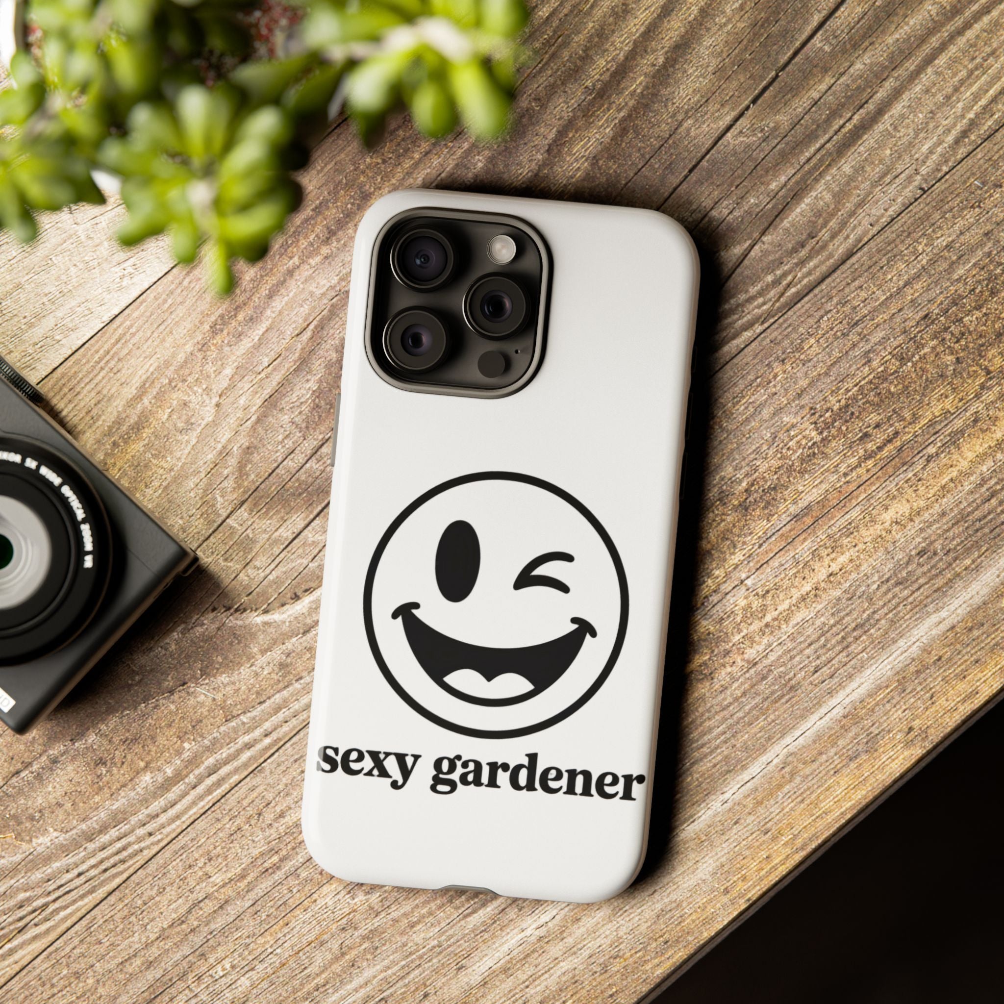 Phone Case — Winking Smiley “sexy gardener” Graphic