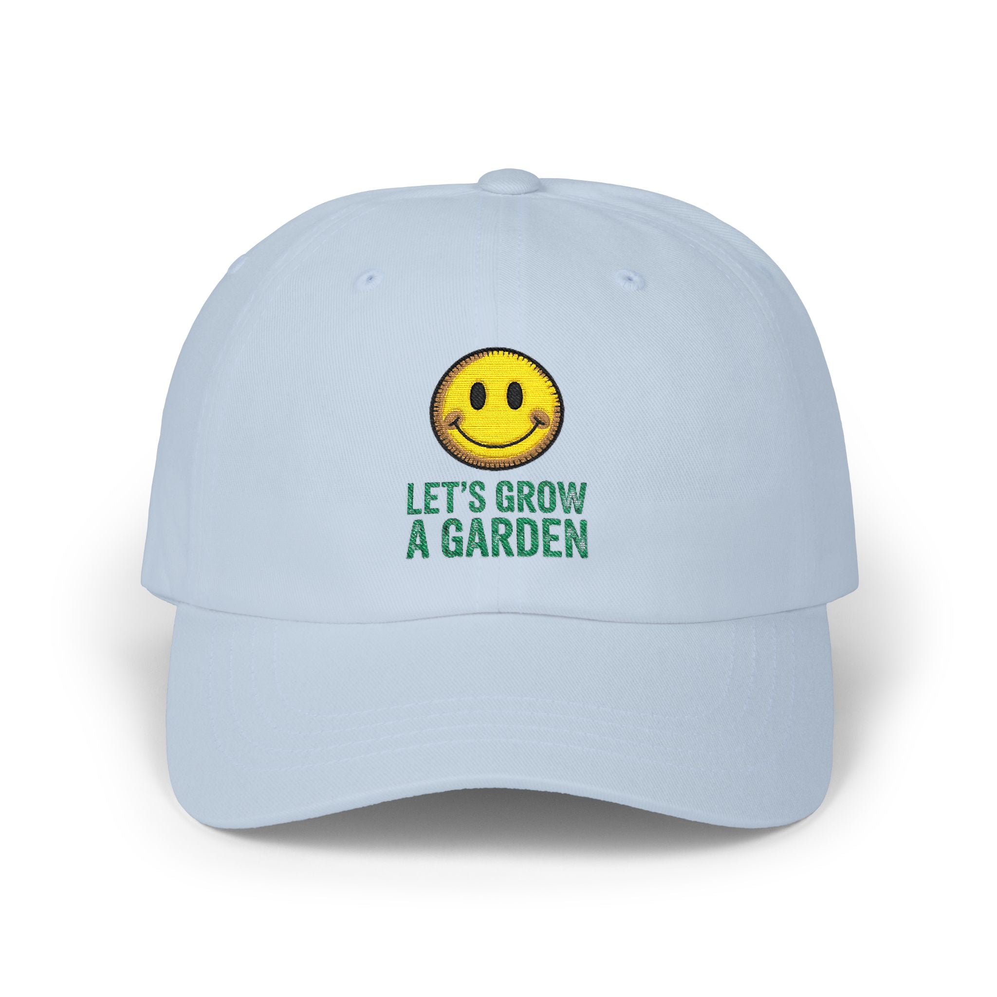 Dad Cap - 'Let’s Grow a Garden' Smiley Embroidered Hat