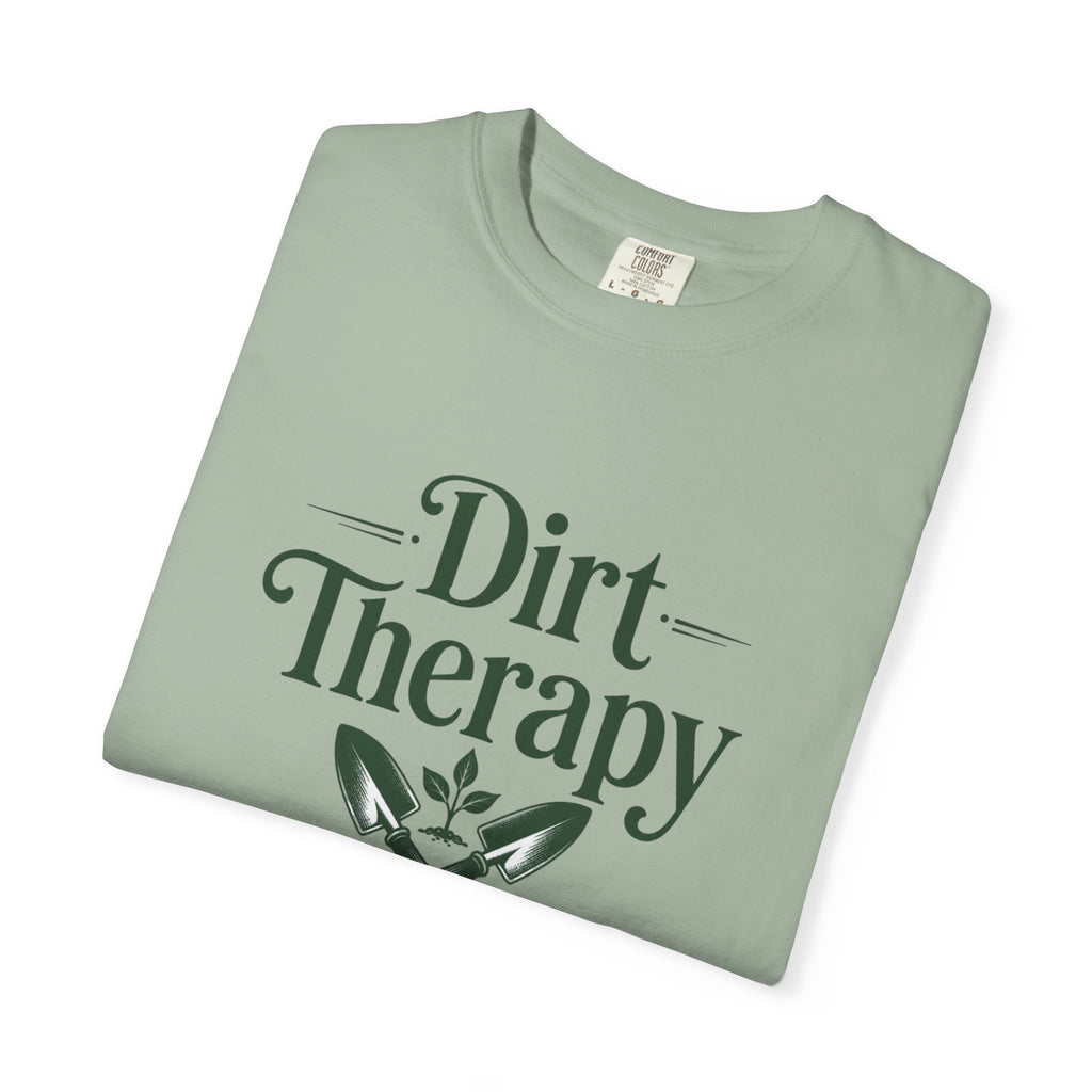 Dirt Therapy Garden T-Shirt — Gardener Shovel Floral Tee