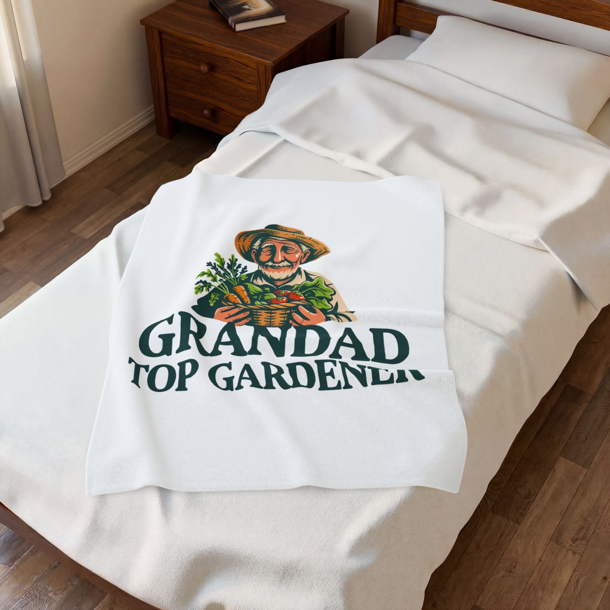 Velveteen Plush Blanket — "Grandad Top Gardener" Cozy Gardener Throw (Father's Day, Gift for Grandpa)