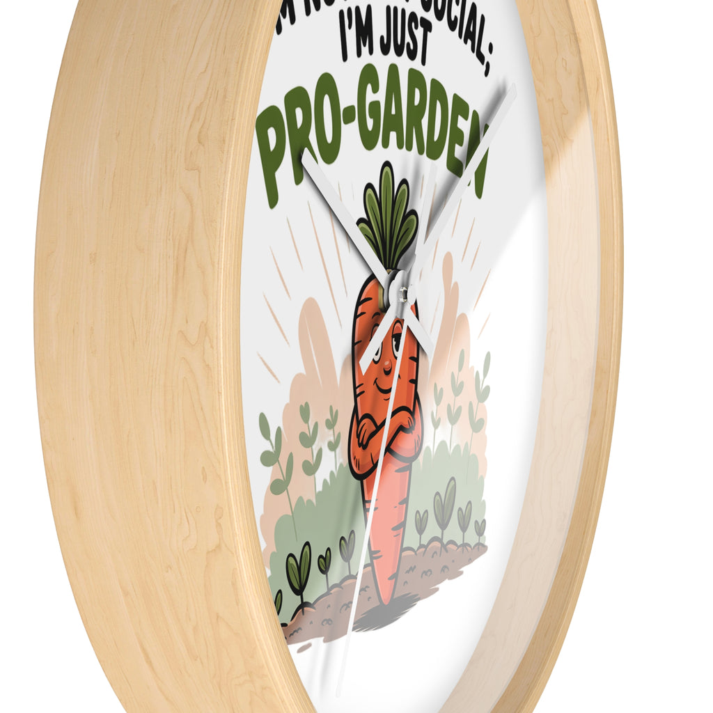 Pro-Garden Wall Clock – "I’m Not Anti-Social, I’m Just Pro-Garden" Carrot Design