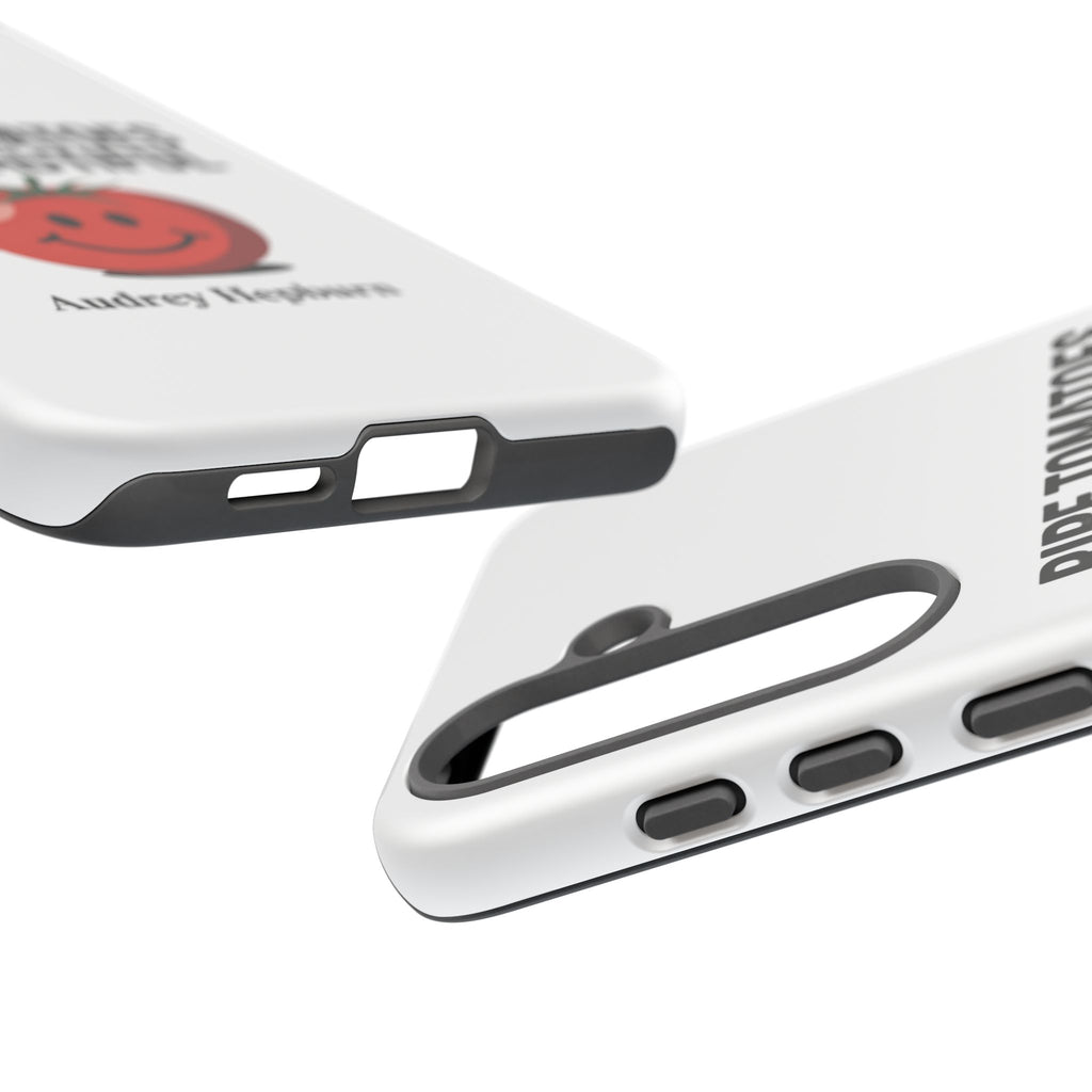 Phone Case — "Ripe Tomatoes Are Beautiful" Audrey Hepburn Quote with Smiling Tomato Graphic