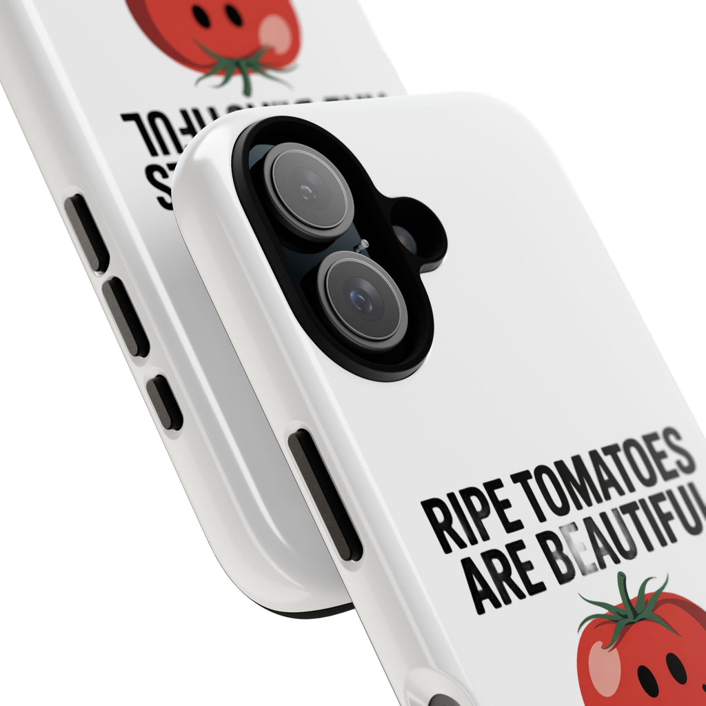 Phone Case — "Ripe Tomatoes Are Beautiful" Audrey Hepburn Quote with Smiling Tomato Graphic