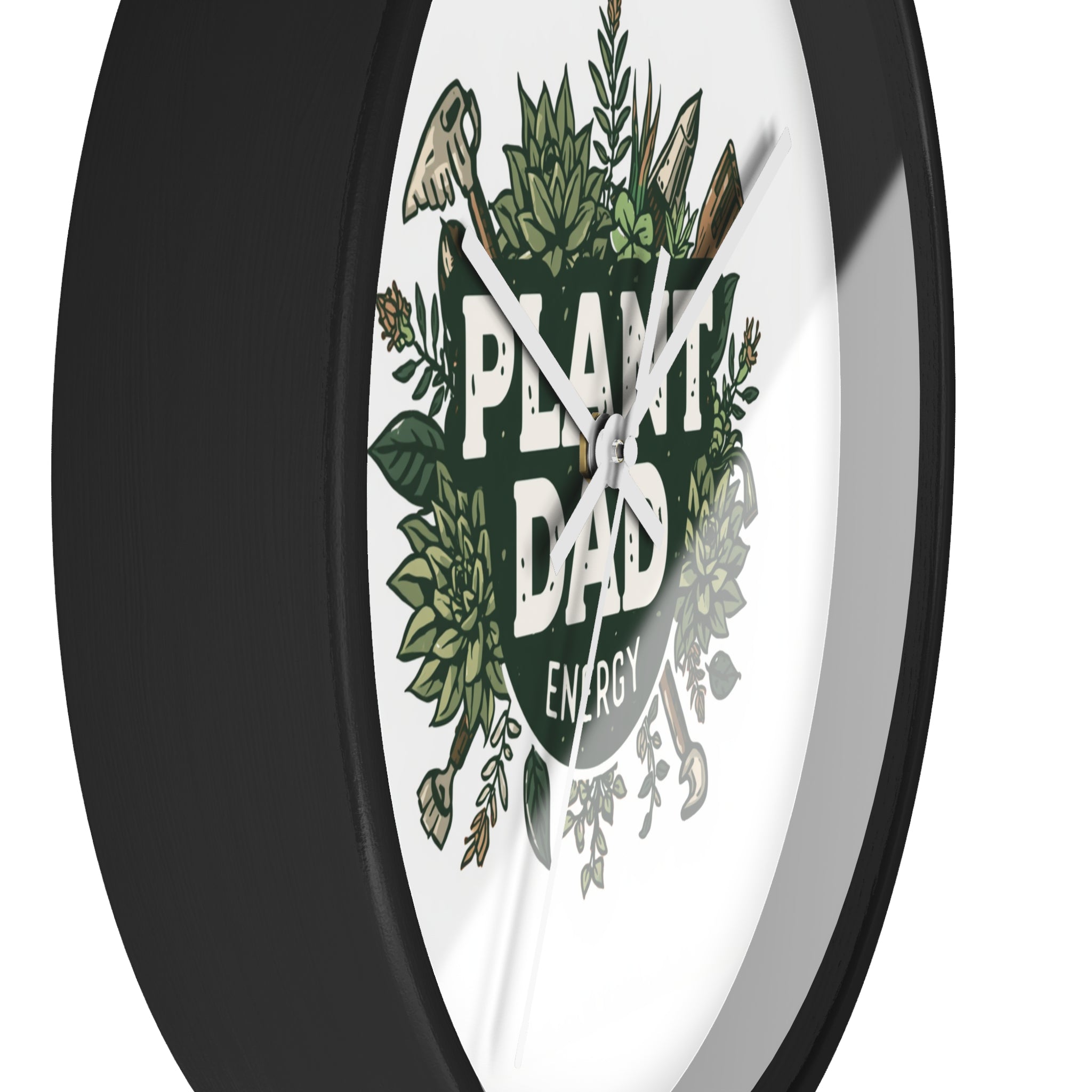 Plant Dad Wall Clock — Botanical "Plant Dad Energy" Decorative Clock for Plant Lovers, Gardeners & Father's Day Gift