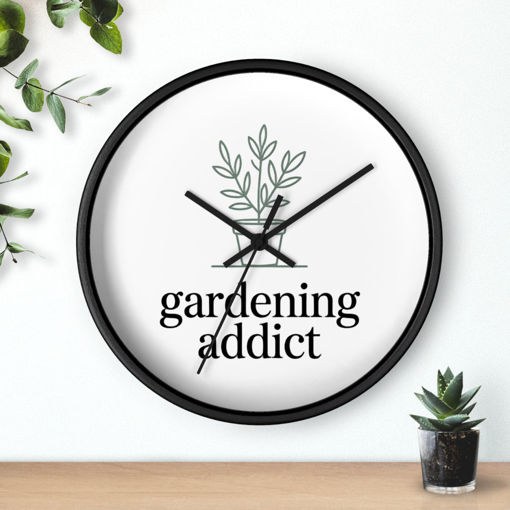 Gardening Addict Wall Clock — Minimal Plant Lover Decor