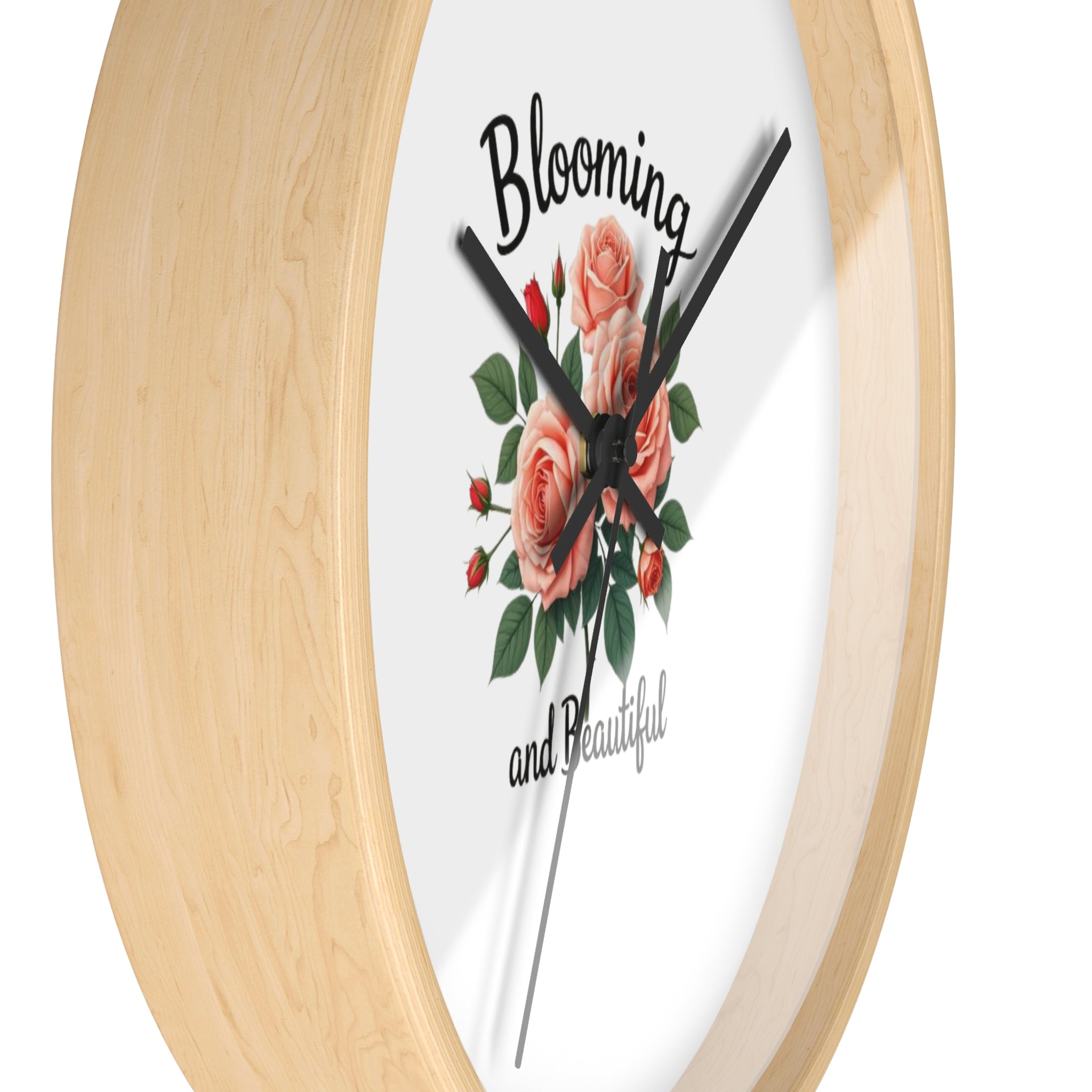 Blooming and Beautiful Wall Clock — Floral Rose Decorative Home Clock