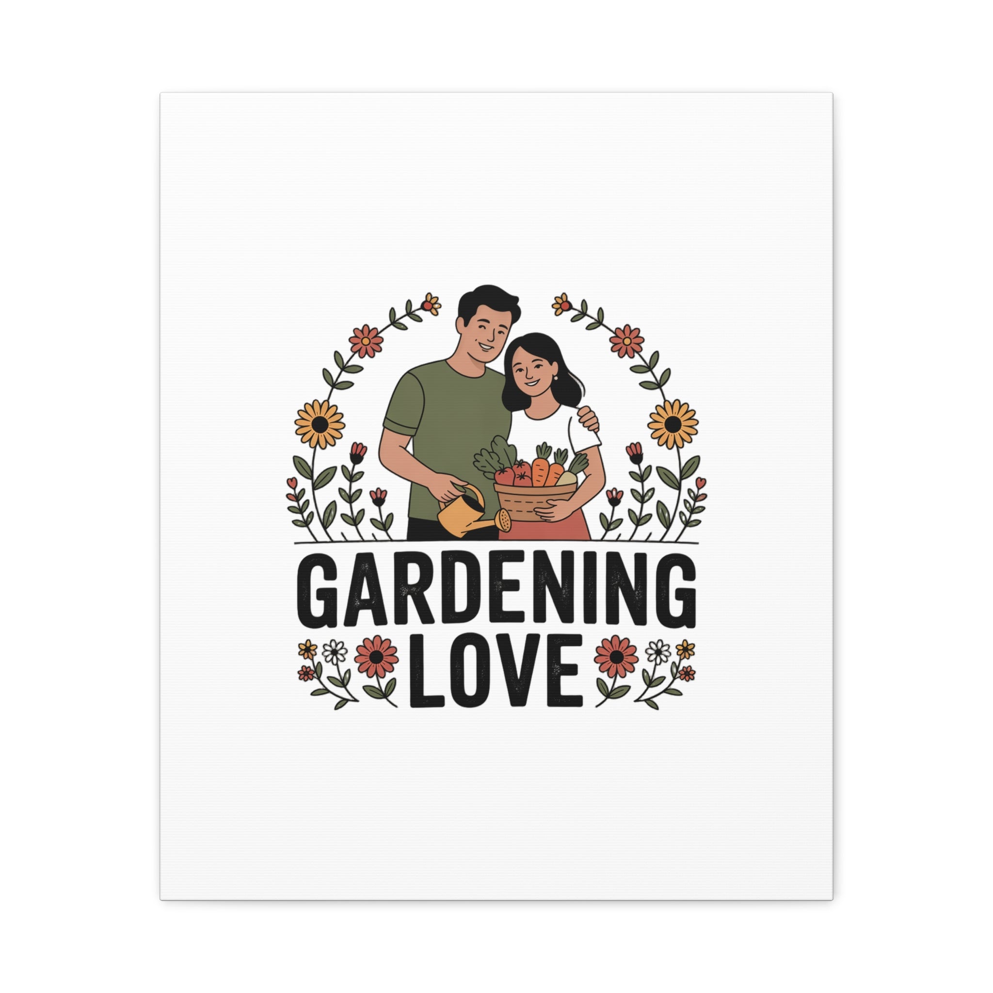 Gardening Love Canvas Print — Couple Gardening Wall Art